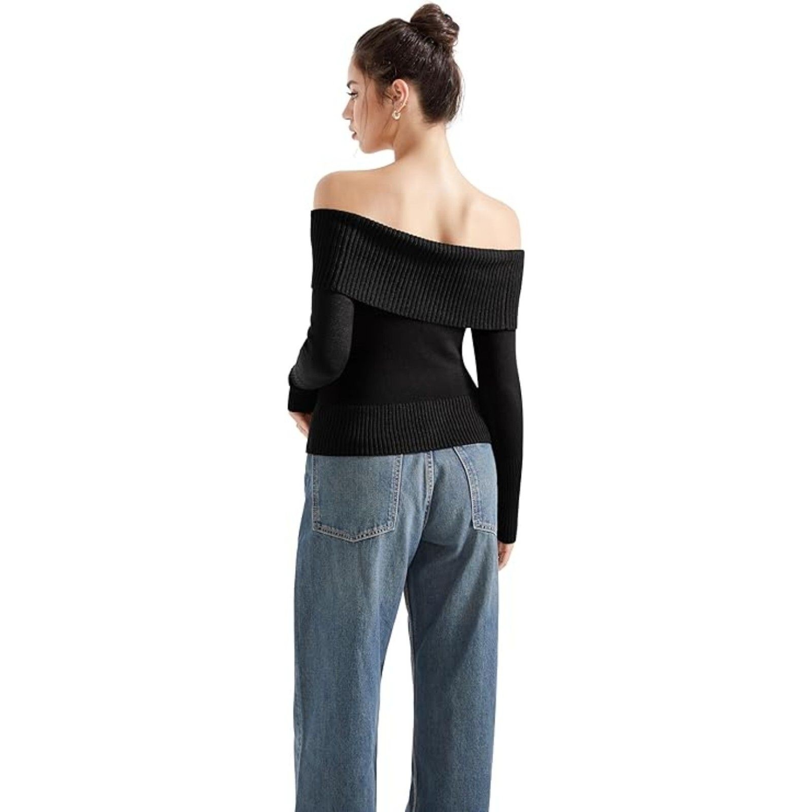 Long Sleeve Ribbed Knit Pullover Sweater, Small, 23G-200T005