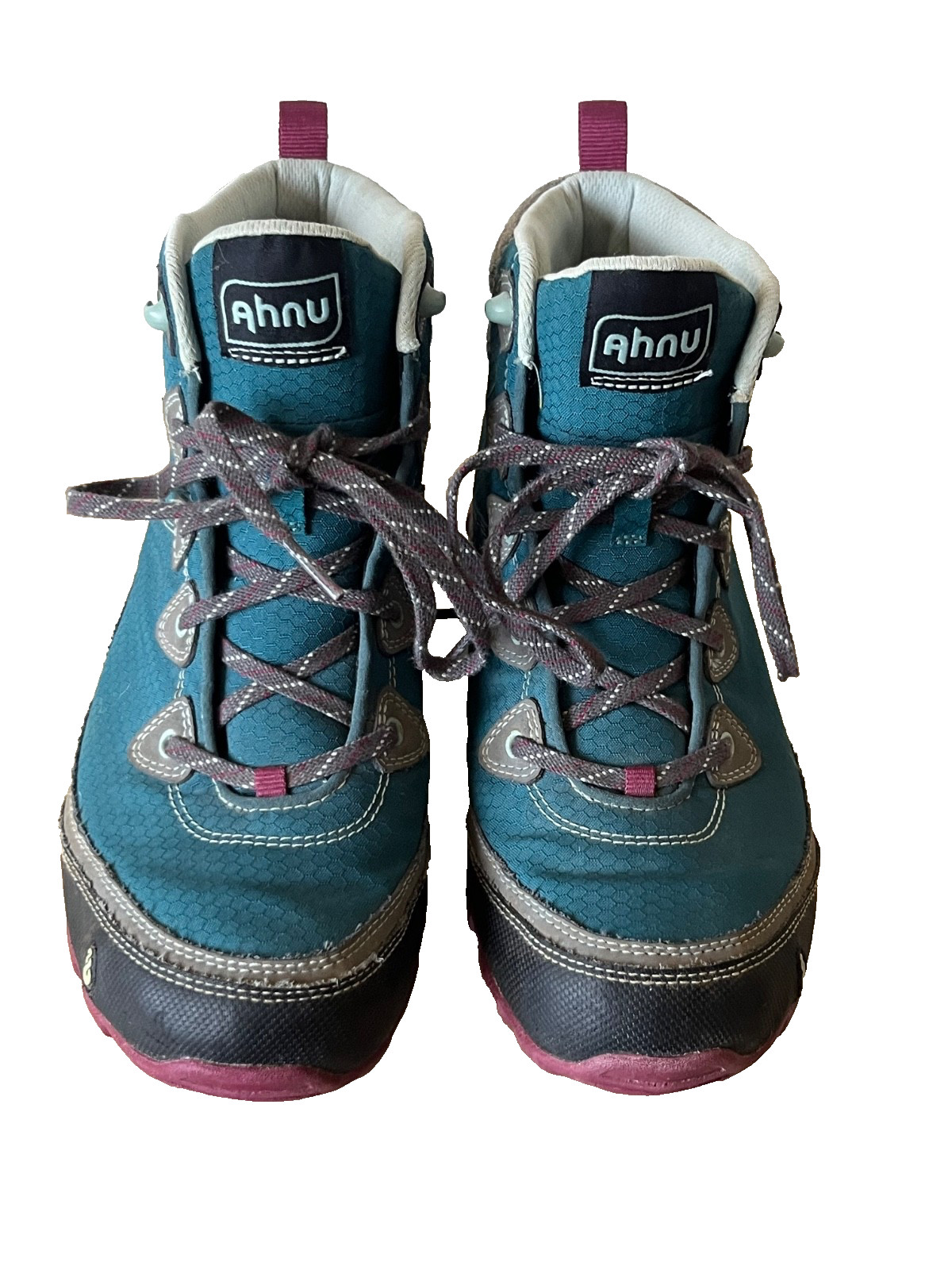AHNU SUGARPINE AIR MESH BLUE VIBRAM HIKING LACE UP BOOTS SHOES WOMEN’S SIZE 8 39