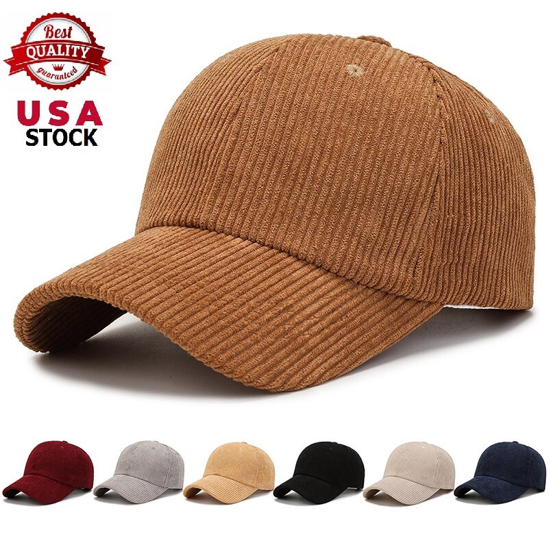Corduroy Dad Hat Baseball Classic Adjustable Soft Plain Cap Unisex Cotton Hat