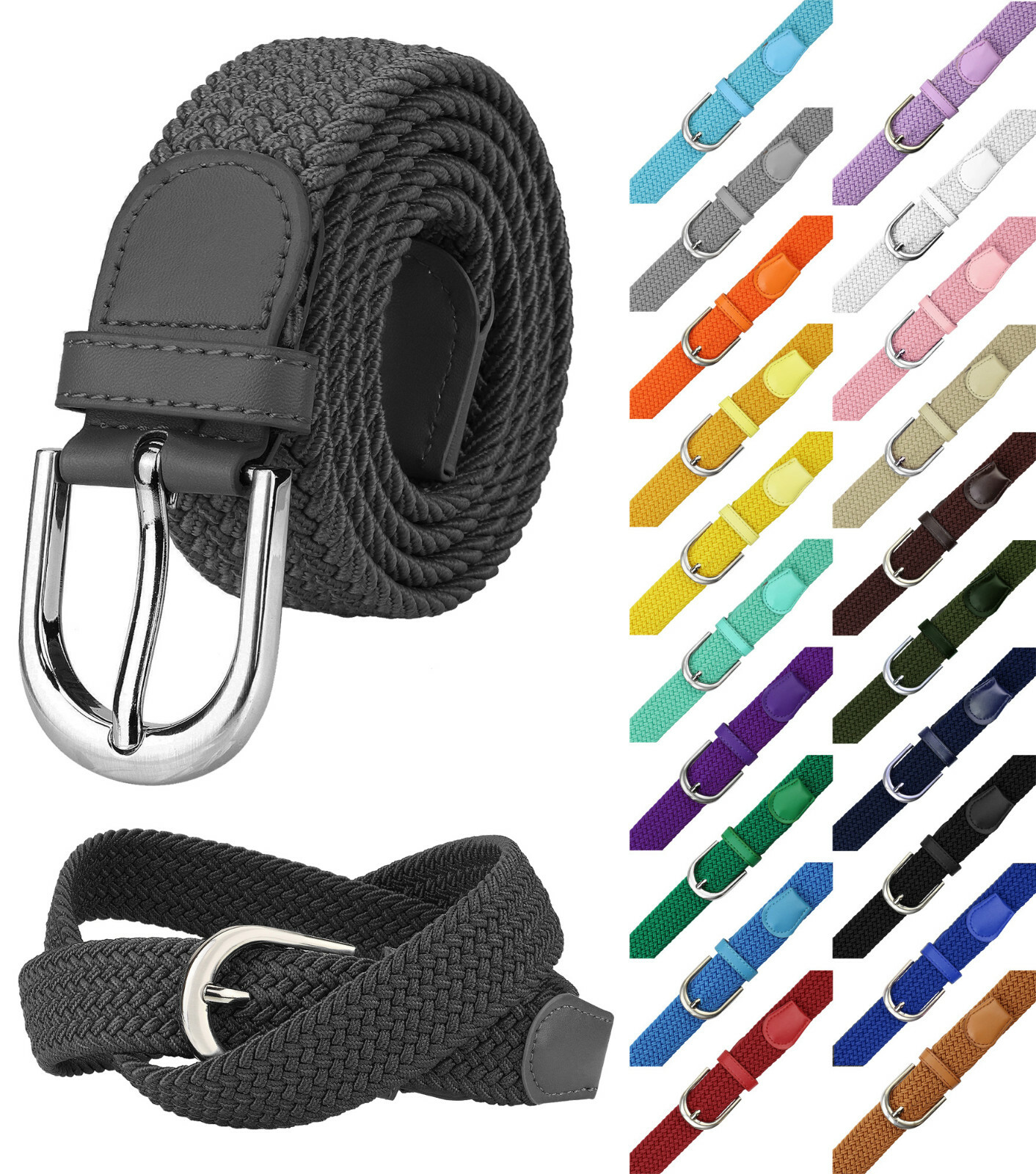Falari Men Women Canvas Elastic Fabric Woven Stretch Elastic Braided Belt