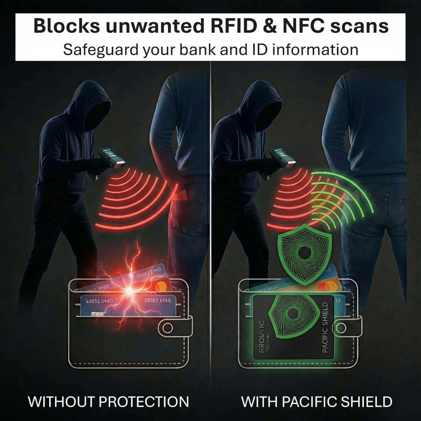 RFID Blocking Card (2 Pack) Identity Protection Wallet Credit Cards Debit ID NFC