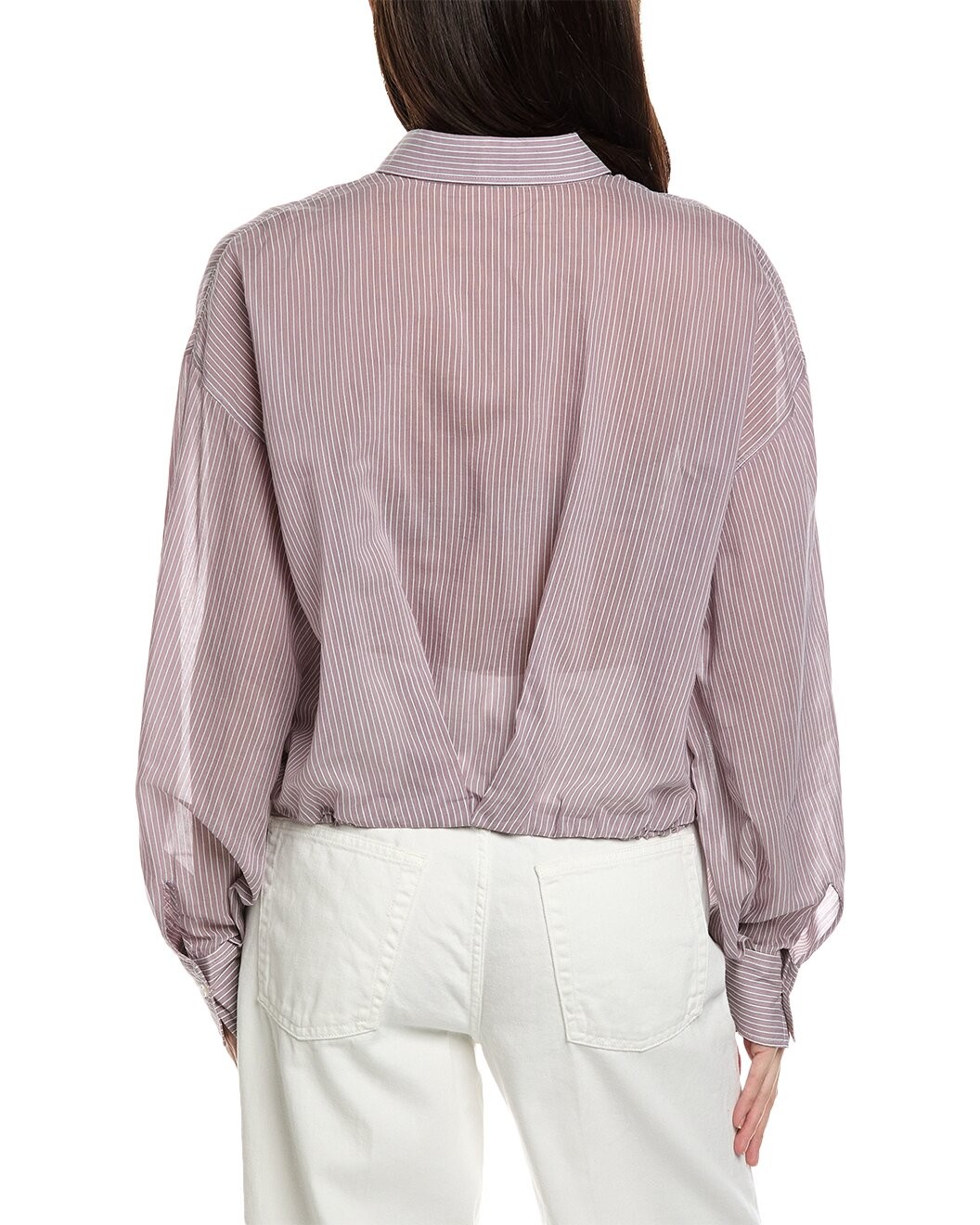 BRUNELLO CUCINELLI WOMEN’S LIGHT PURPLE SILK COTTON SHIRT MSRP $2145