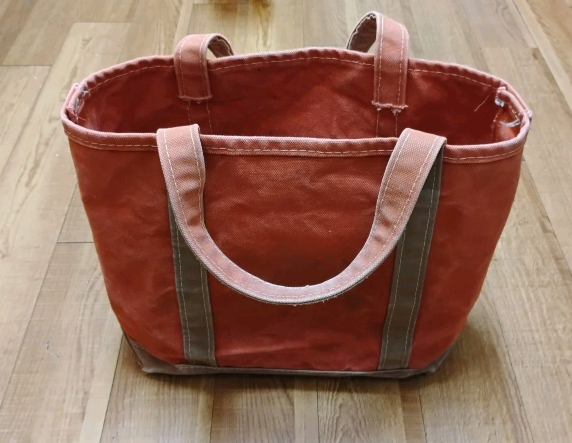 L.L.Bean Boat and Tote Open Top Vintage Made In USA Heavy Cotton Red/Brown