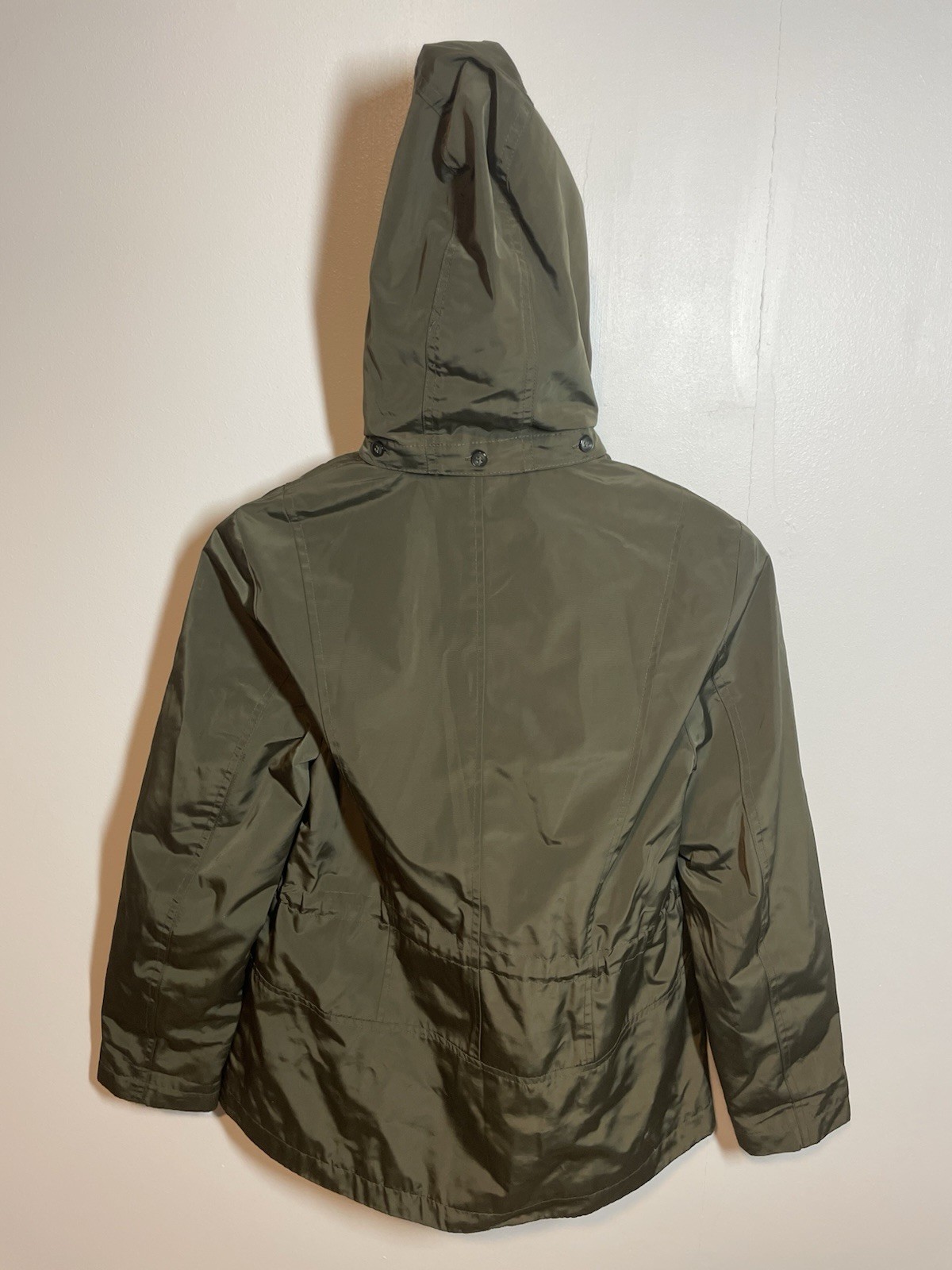 Charter Club Women’s Green Hooded Water Resistant Anorak Mid-Length Zip/Snap PP