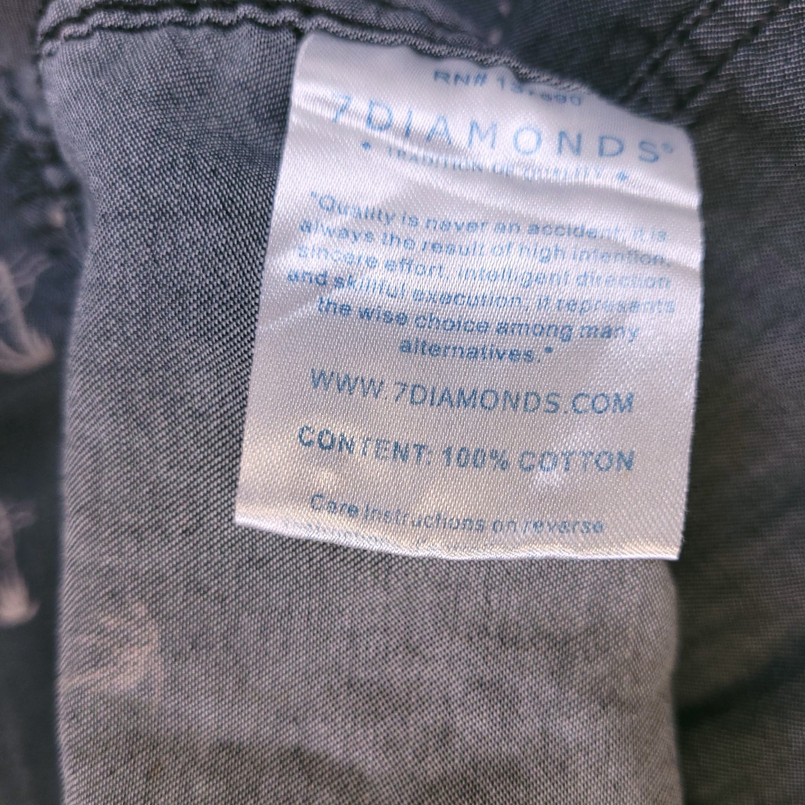 7D 7Diamonds Shirt Mens Large Button Up Gray Fade Geometric Palm Tree Cotton