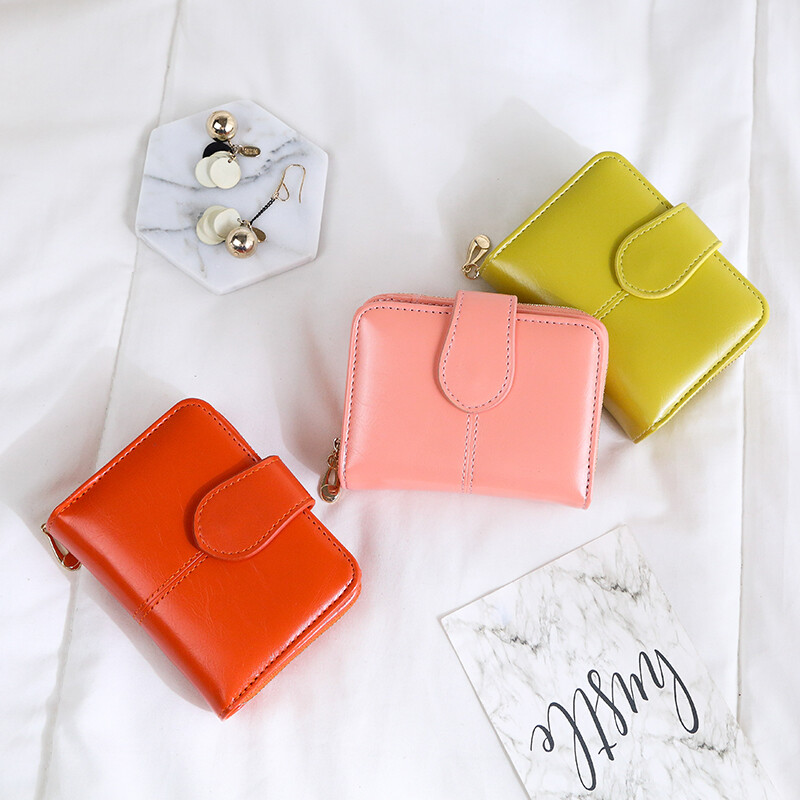 Small Wallet Womens Bifold Leather Mini Purse Short Credit Card Holder with Hasp