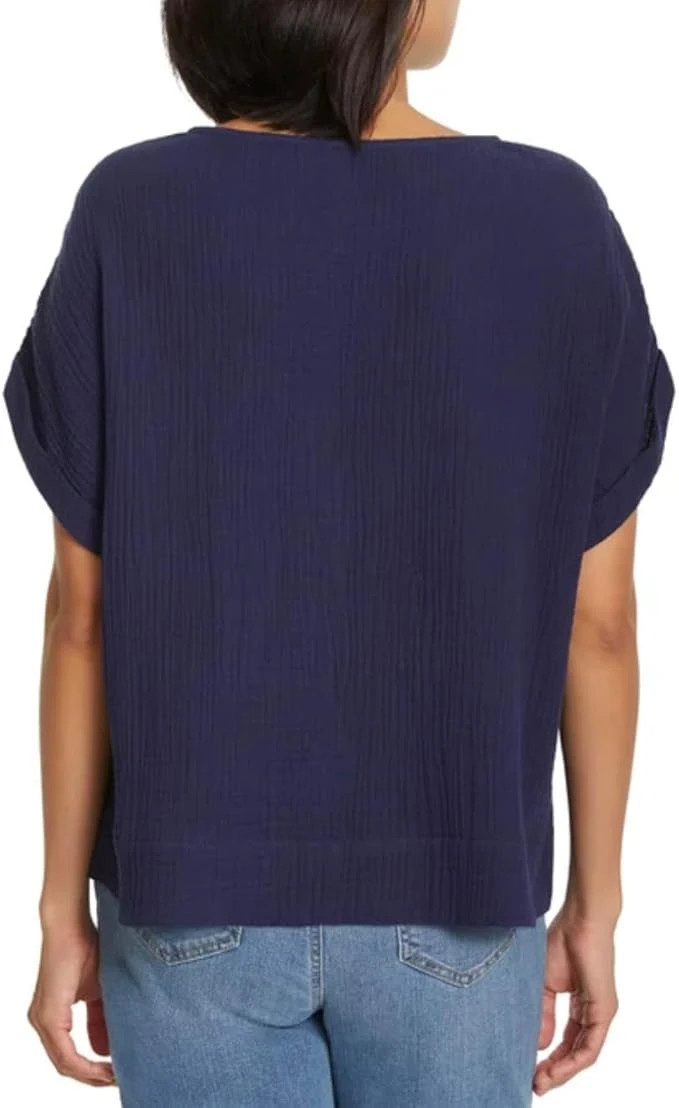 Gloria Vanderbilt Women’s Short Sleeve Cotton Gauze Pullover Top
