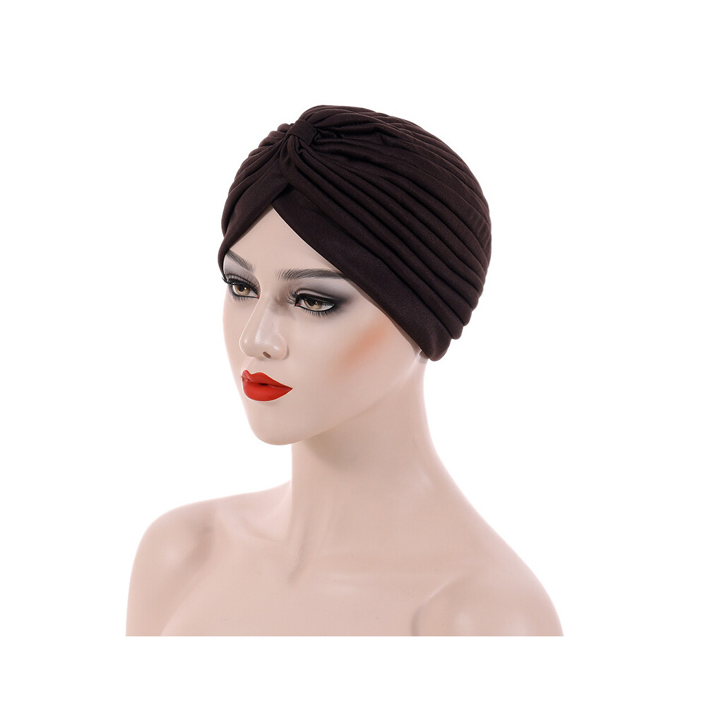 US 1 Pack Turban For Women Soft Head Wrap Pleated Loss Cap Chemo Hat Hair