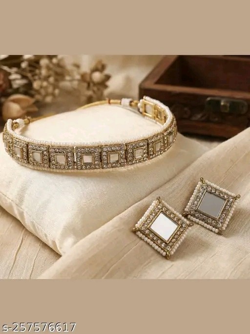 Indian Bollywood Gold Plated Kundan Choker Bridal Necklace Earrings Jewelry Set
