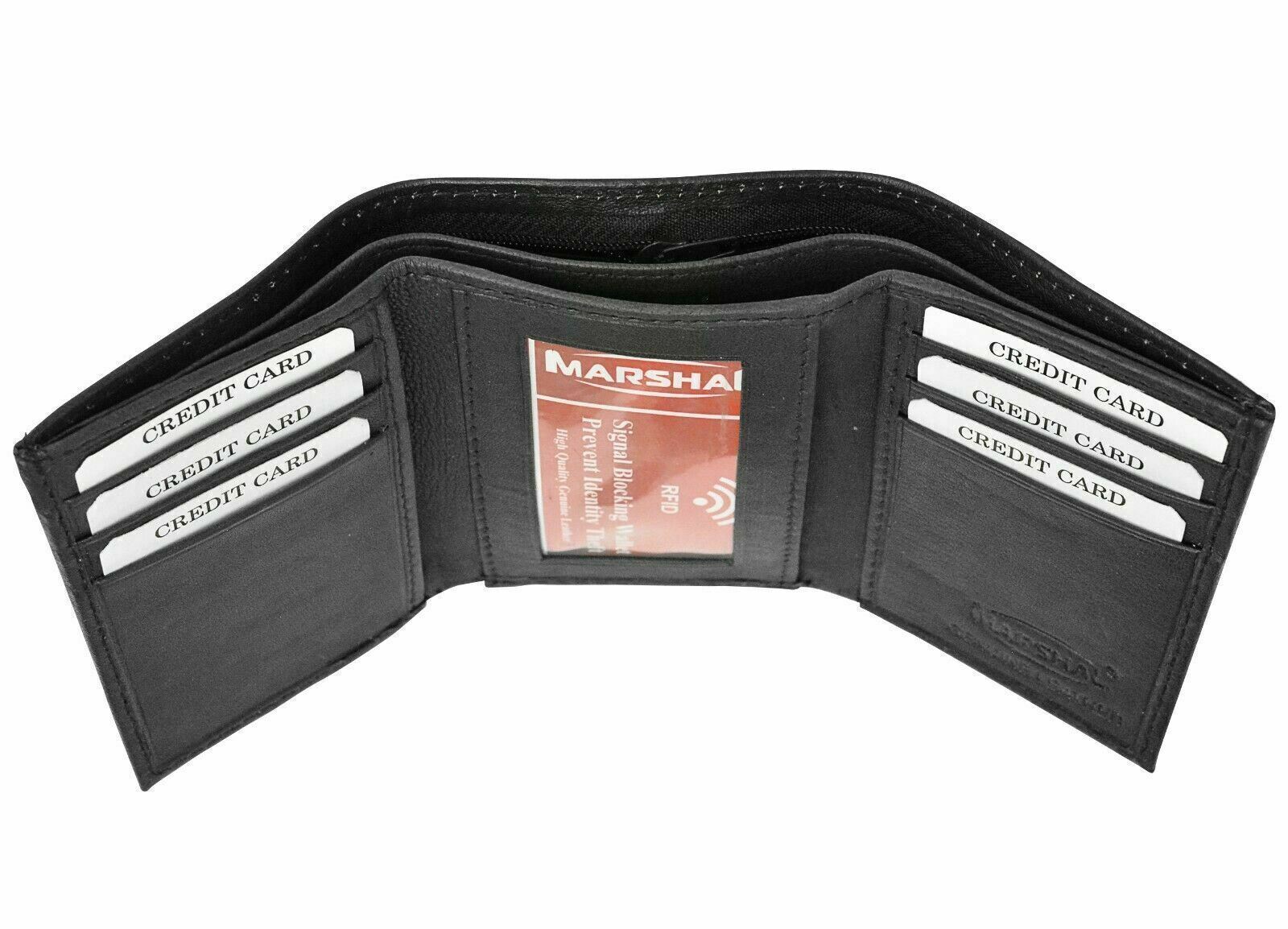 Real Leather Slim Wallets For Men Trifold Mens Wallet W/ ID Window RFID Blocking