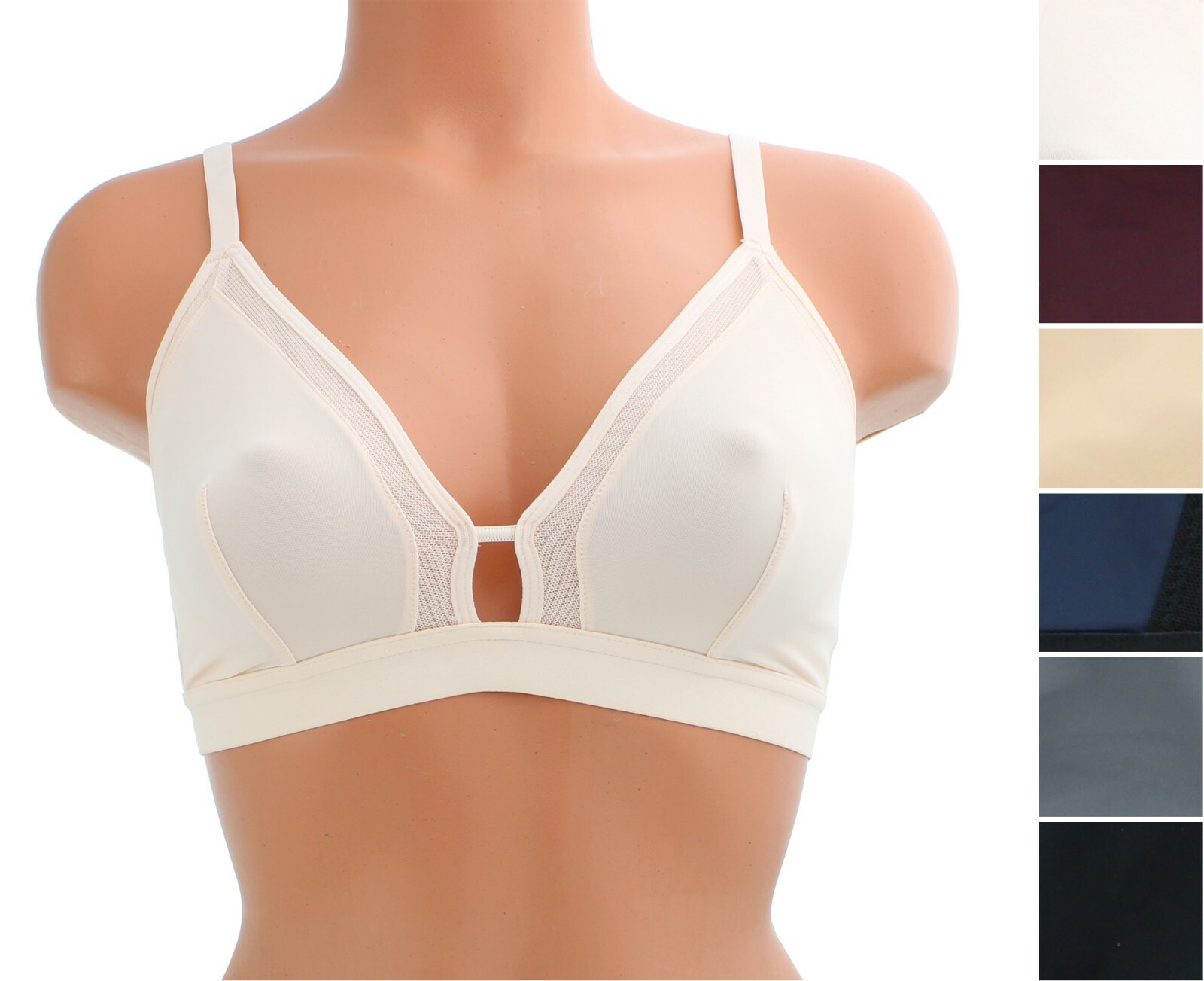 Lively Wireless Bralette 42268, Mesh Detailing + Lining, Stretch, Plunge Front