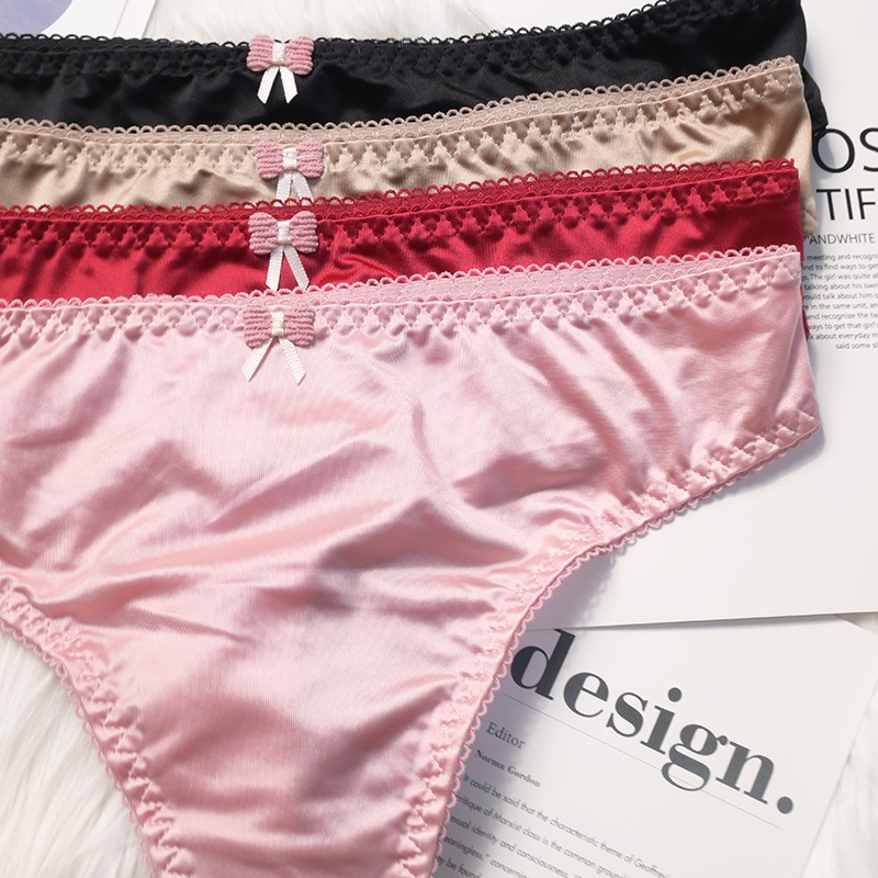 4 Pack Lot Sexy Womens Satin Panties Thongs Briefs Bikinis Underwear Lingeries