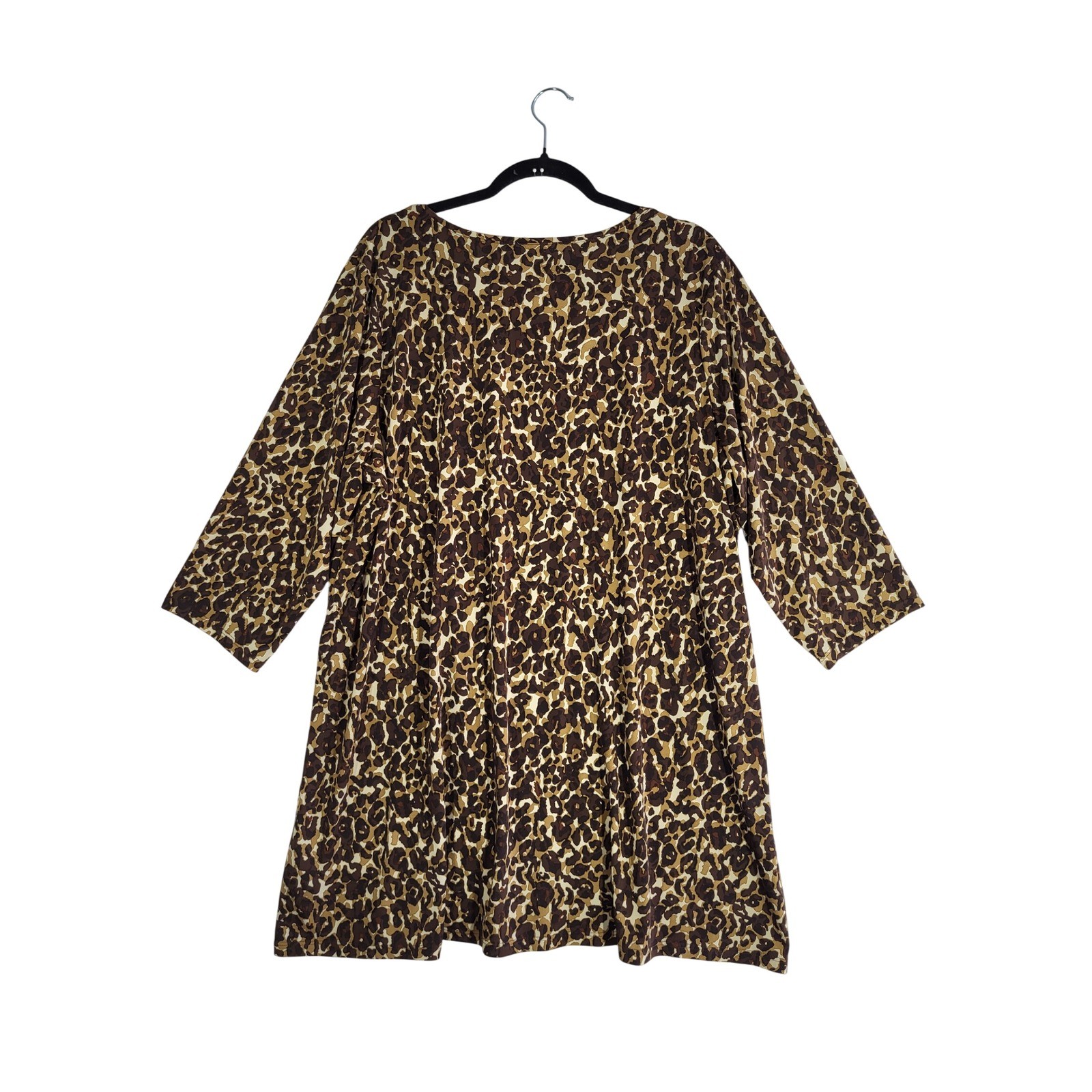 Susan Graver Liquid Knit Animal Print Tunic Top Brown 2X Leopard Scoop neck