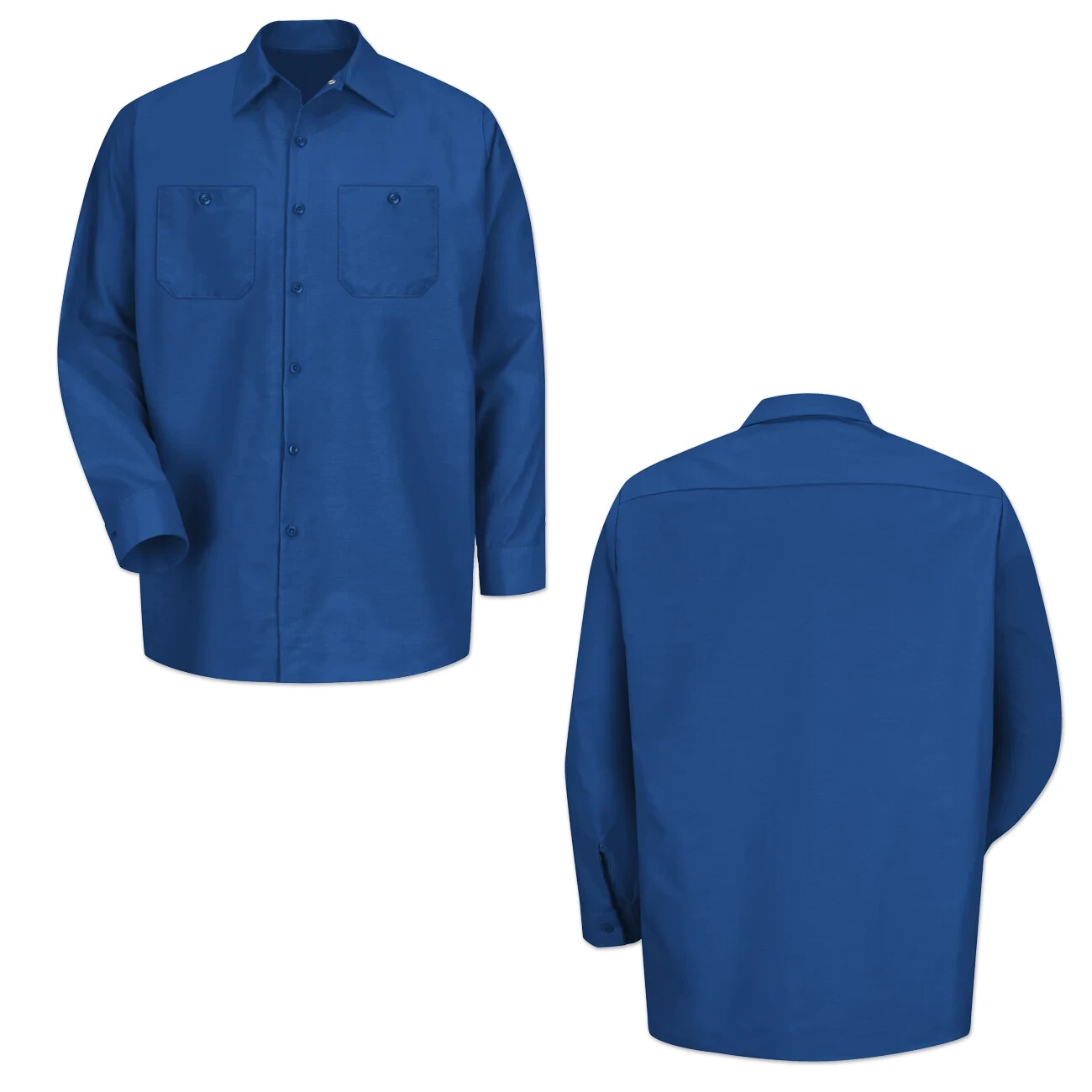 Red Kap Work Shirt Solid Color 2 Pocket Men’s Industrial Uniform Long Sleeve
