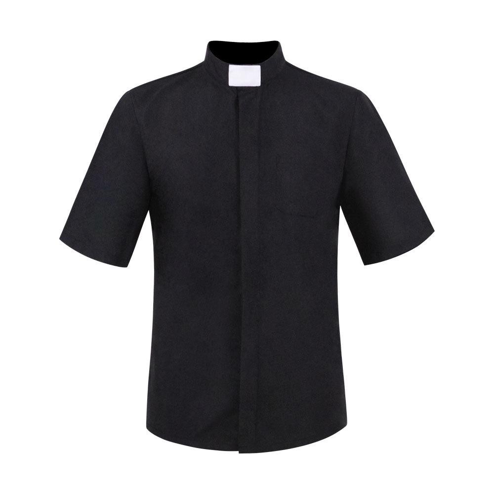 Men’s Tab Collar Short Sleeves Clergy Shirts for Priest Pastor Church Costume