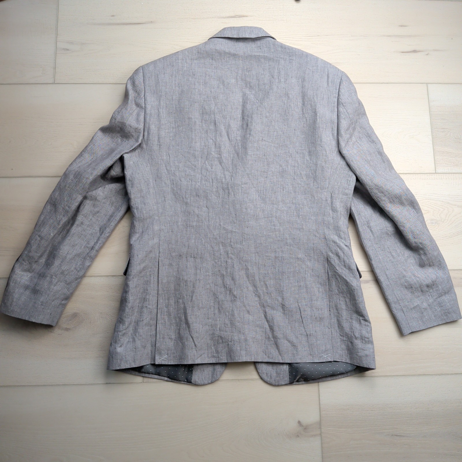 Tommy Hilfiger 100% Linen Sport Coat Blazer Mens 40R Gray Double Vented Jacket