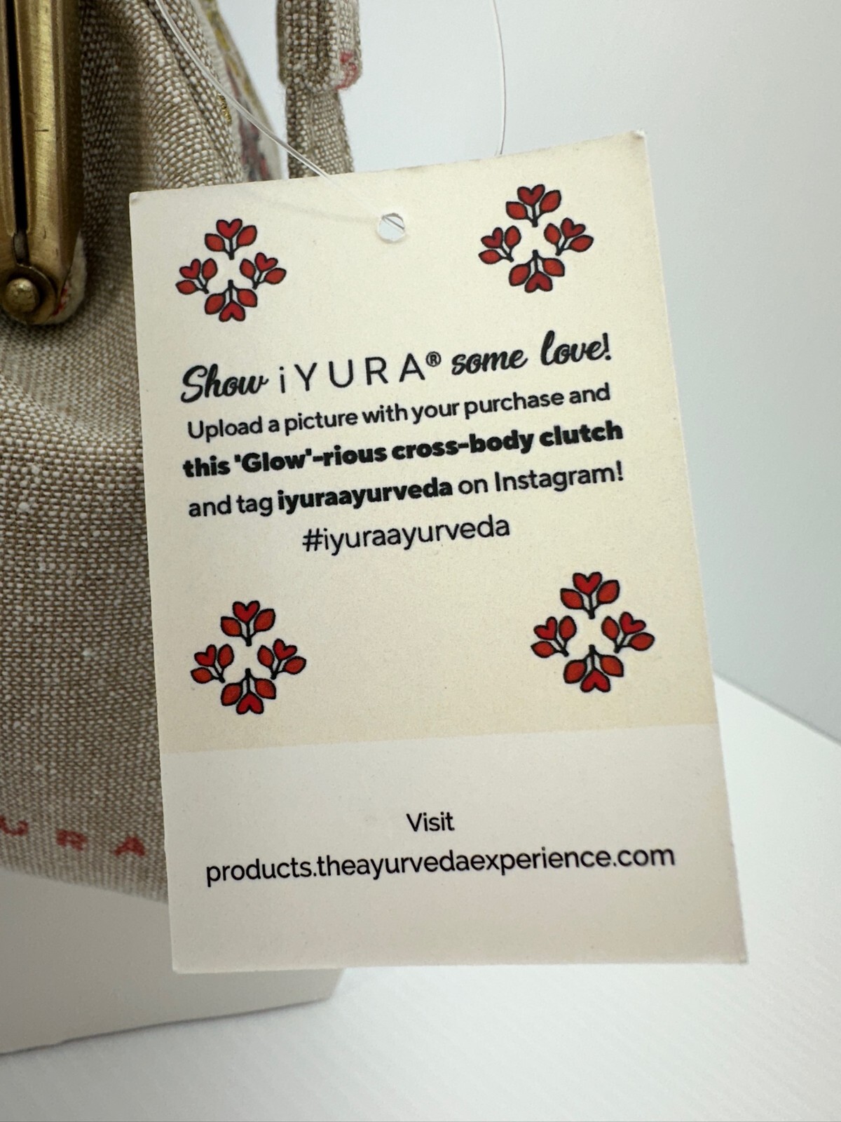 iYURA Eco Friendly Tan Gold Embroidered Baroque Leaf Fabric Frame Bag Box Set