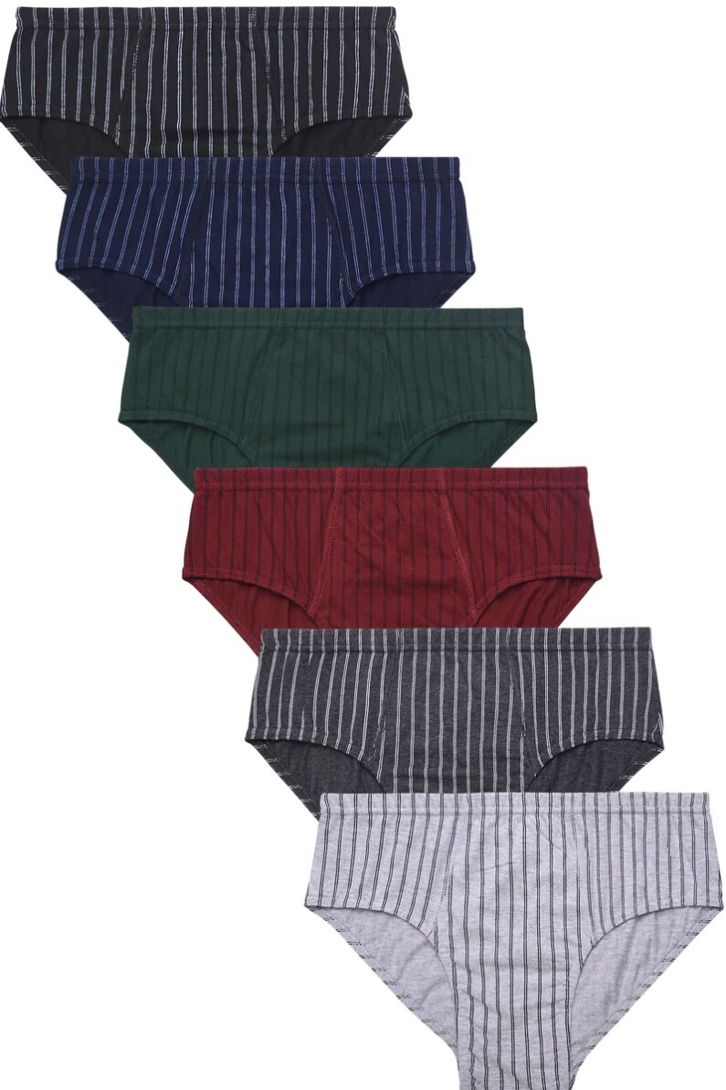 Men’s ULTRA Cotton Knocker Bikini Brief Underwear Assorted Color (6 Pack) Stripe