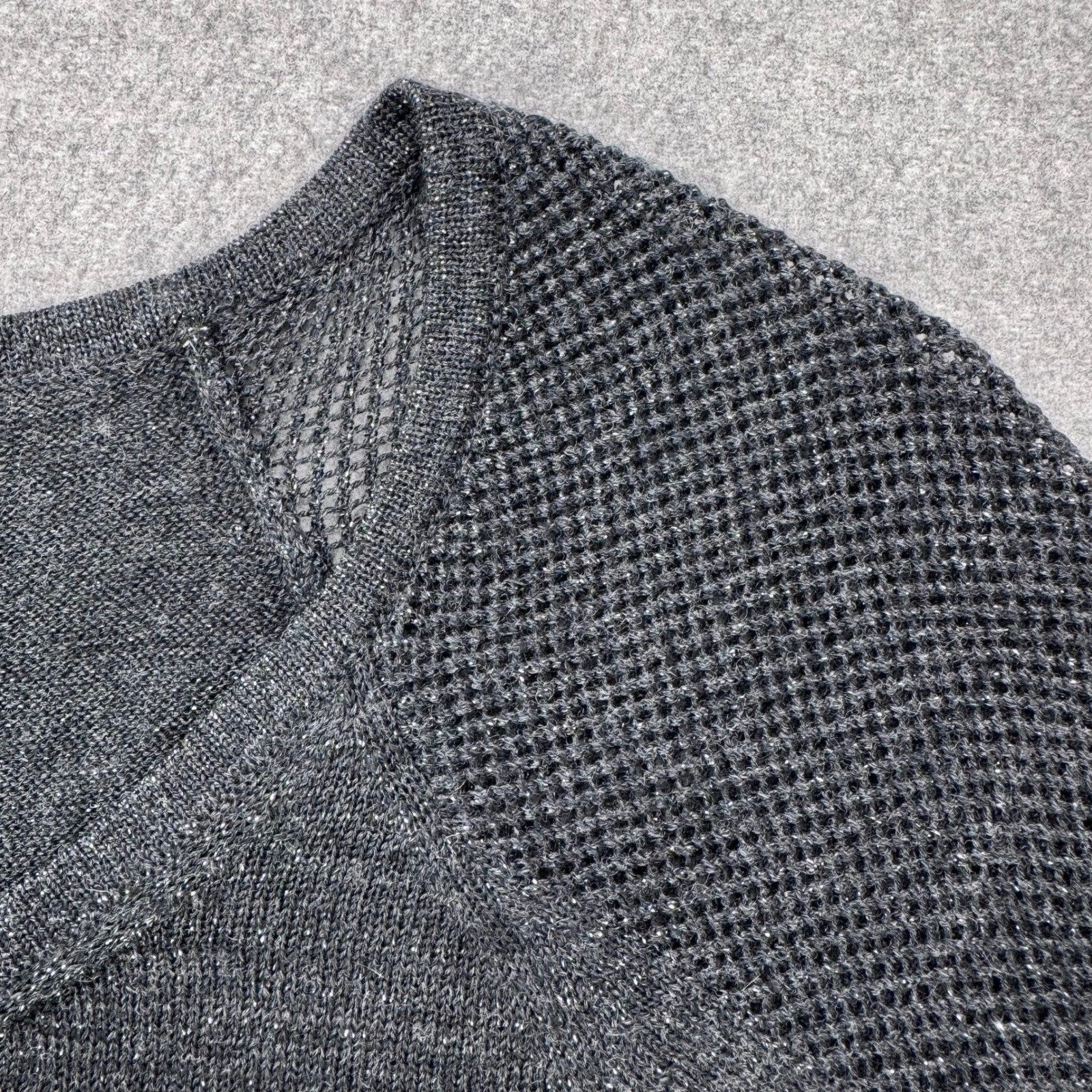 EILEEN FISHER Knit Tunic Sweater Top Metallic Sparkle Merino Wool Blend Size M