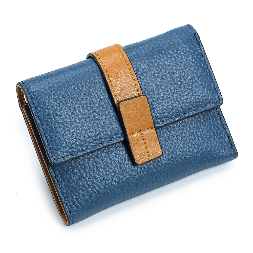 Women Trifold RFID Blocking Leather Clutch Wallet Hasp Card Holder Mini Handbag