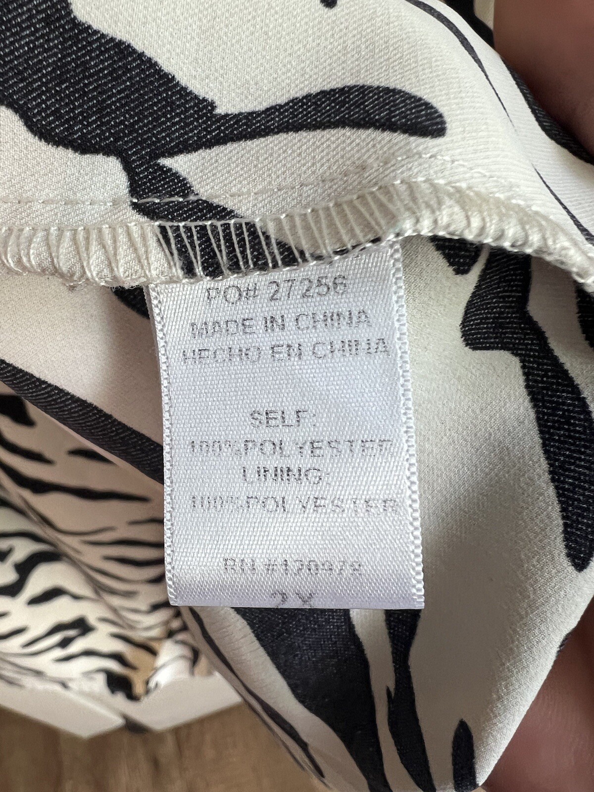 Entro Zebra Print Blouse Puff Short Sleeves Women’s Size 2X Drawstring Neck