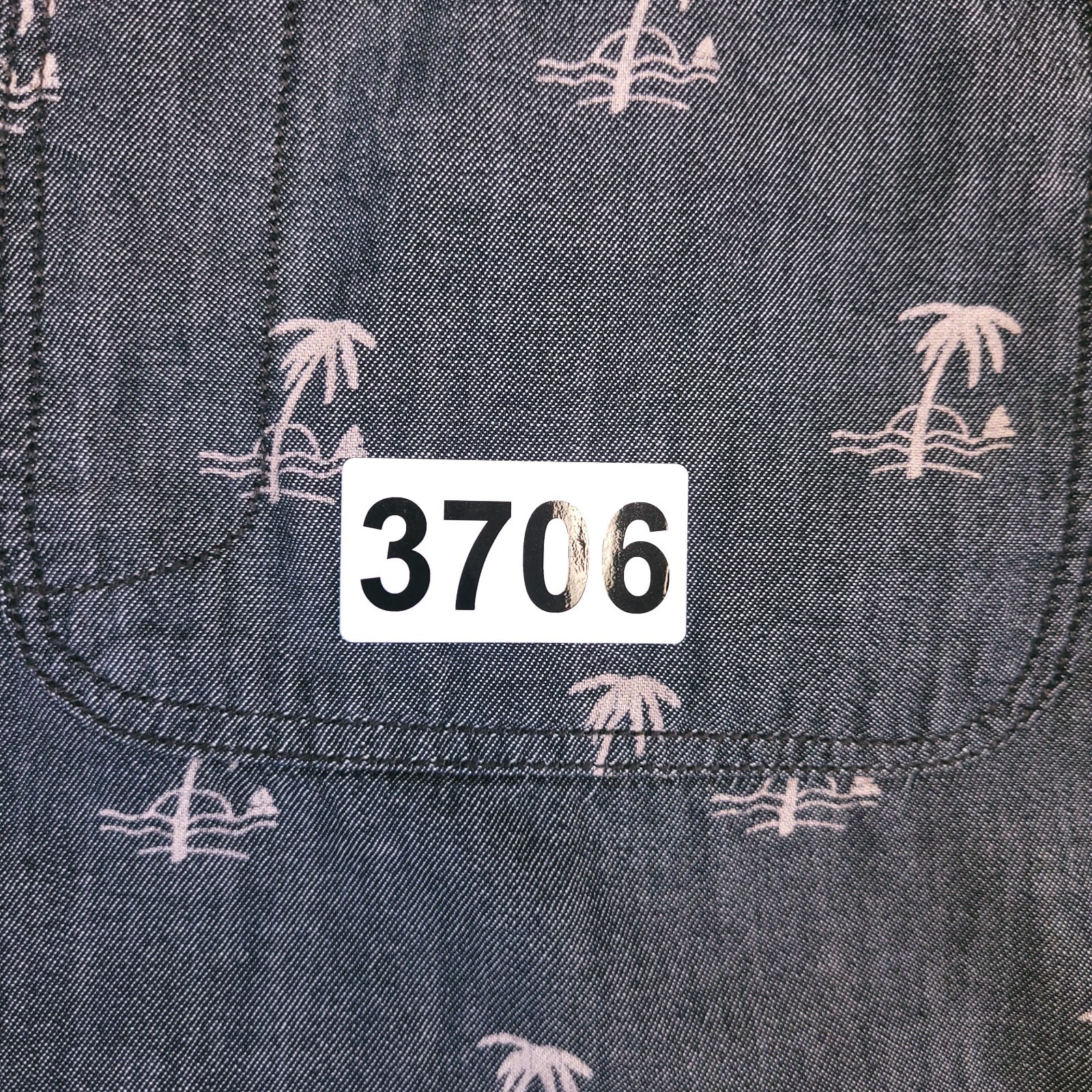 7D 7Diamonds Shirt Mens Large Button Up Gray Fade Geometric Palm Tree Cotton