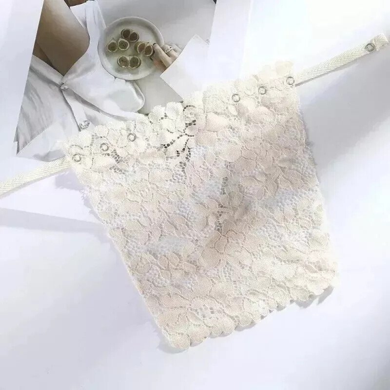 1/3x Lady Lace Clip-on Mock Camisole Bra Insert Overlay Modesty Panel Vest