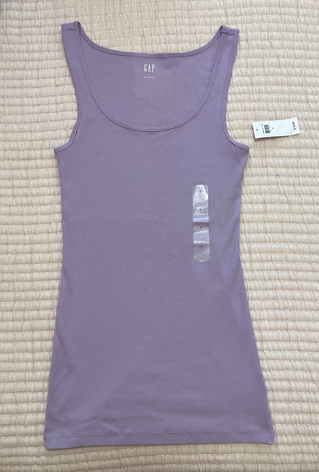 New GAP Fitted Ribbed Tank Top Lavender Light Purple Size Small