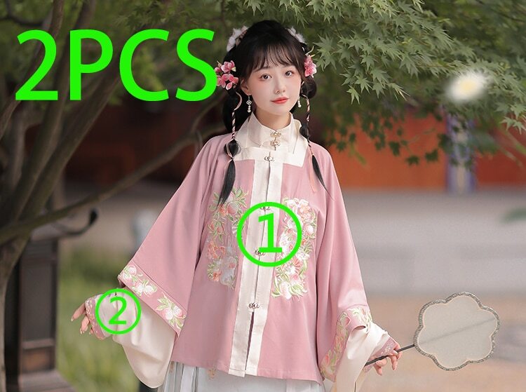 Autumn Hanfu Dress Rabbit Square Collar Top Women Embroidery Princess