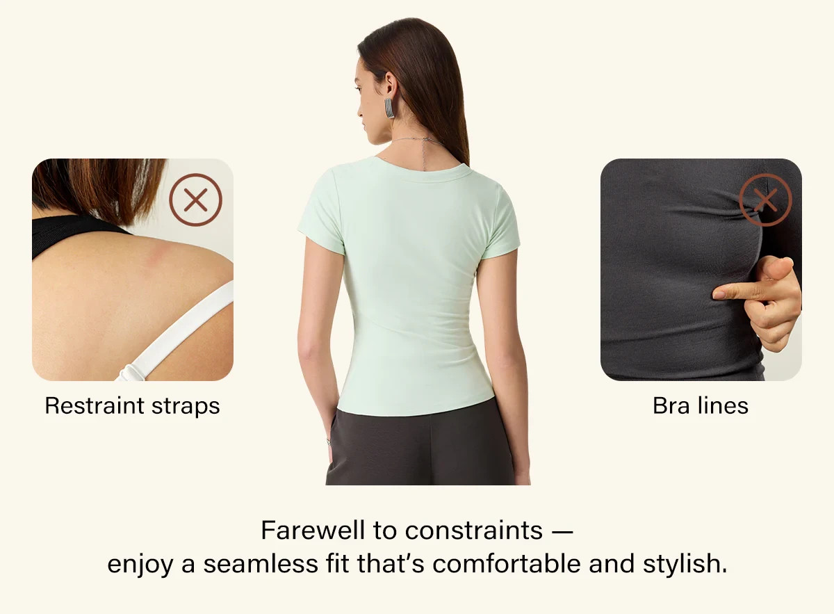OGL Women’s SkinKiss U-Neck Short Sleeve Everyday Bra Top – No Import Fees