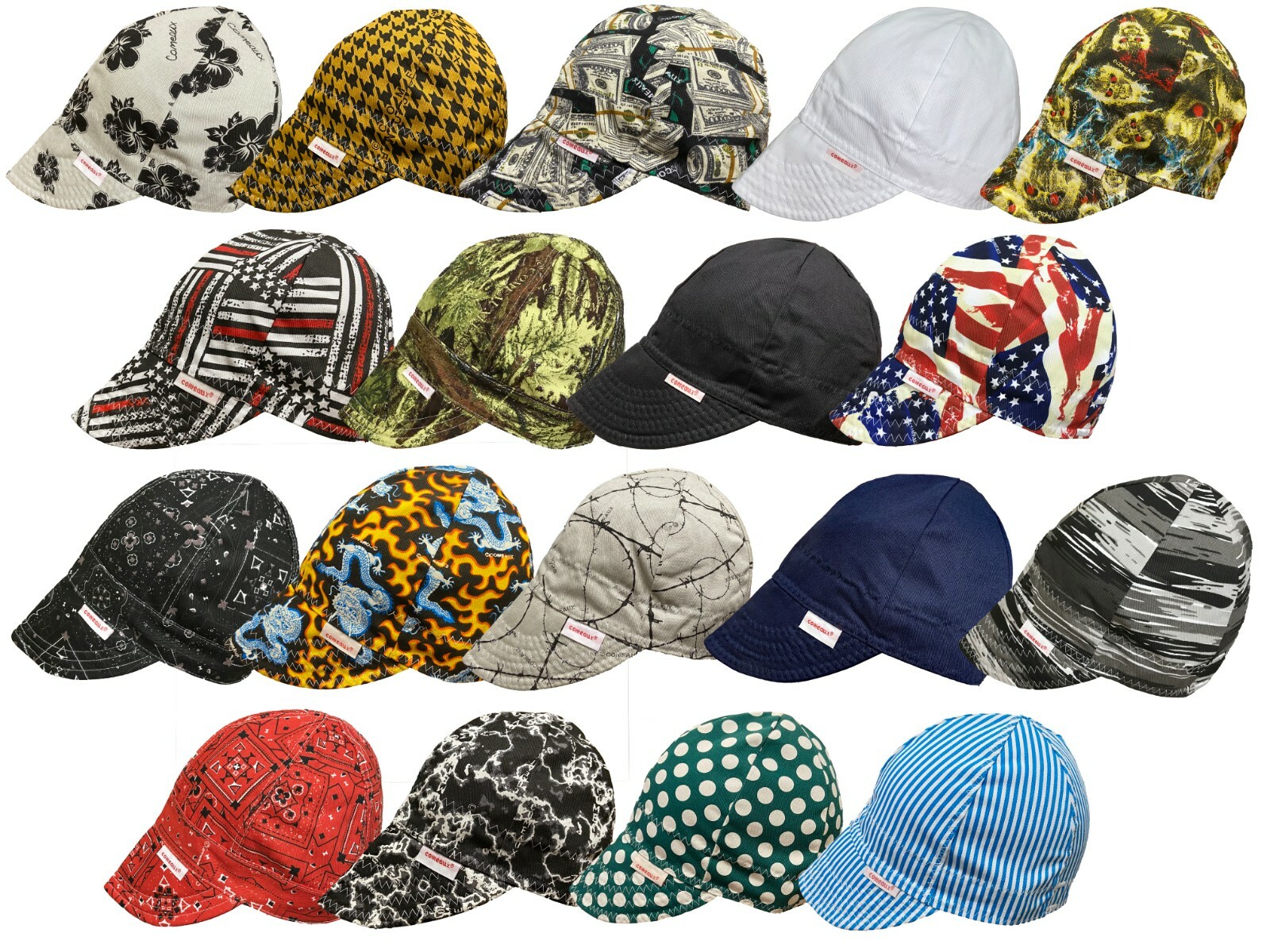 NWT Comeaux Caps Welding Welders Hat Assorted Print Reversible Sized 100% cotton