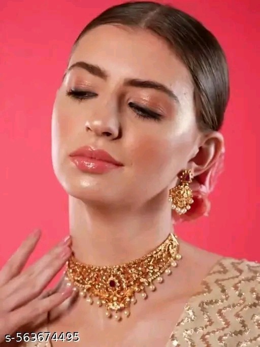 Indian Bollywood Gold Plated Kundan Choker Bridal Necklace Earrings Jewelry Set