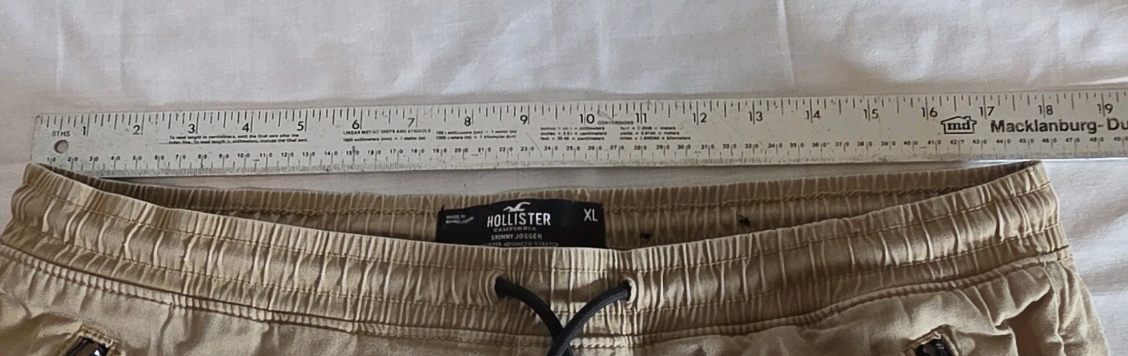 Hollister Men’s Skinny Jogger Pants Beige XL Cotton Twill Stretch Cargo Pockets