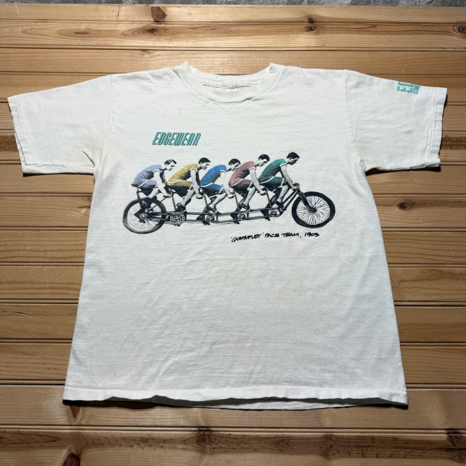 Vintage 90s Tandem Cycling Quintuplet Pace Team 1903 Graphic T-Shirt Size Large
