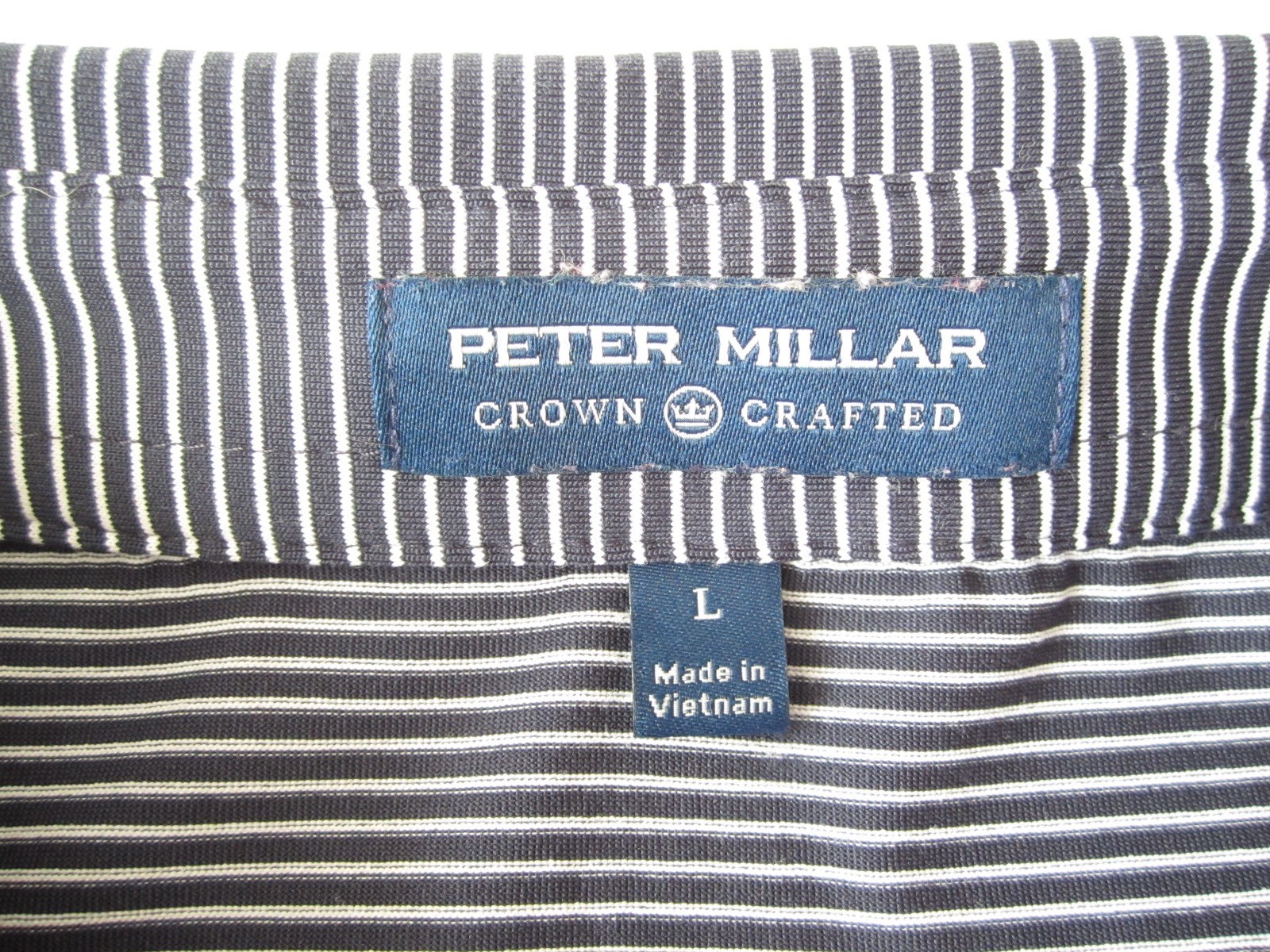 Men Peter Millard Crown Crafted Striped 1967 Blue Bird Sleeve Shirt Sz L (MT787)