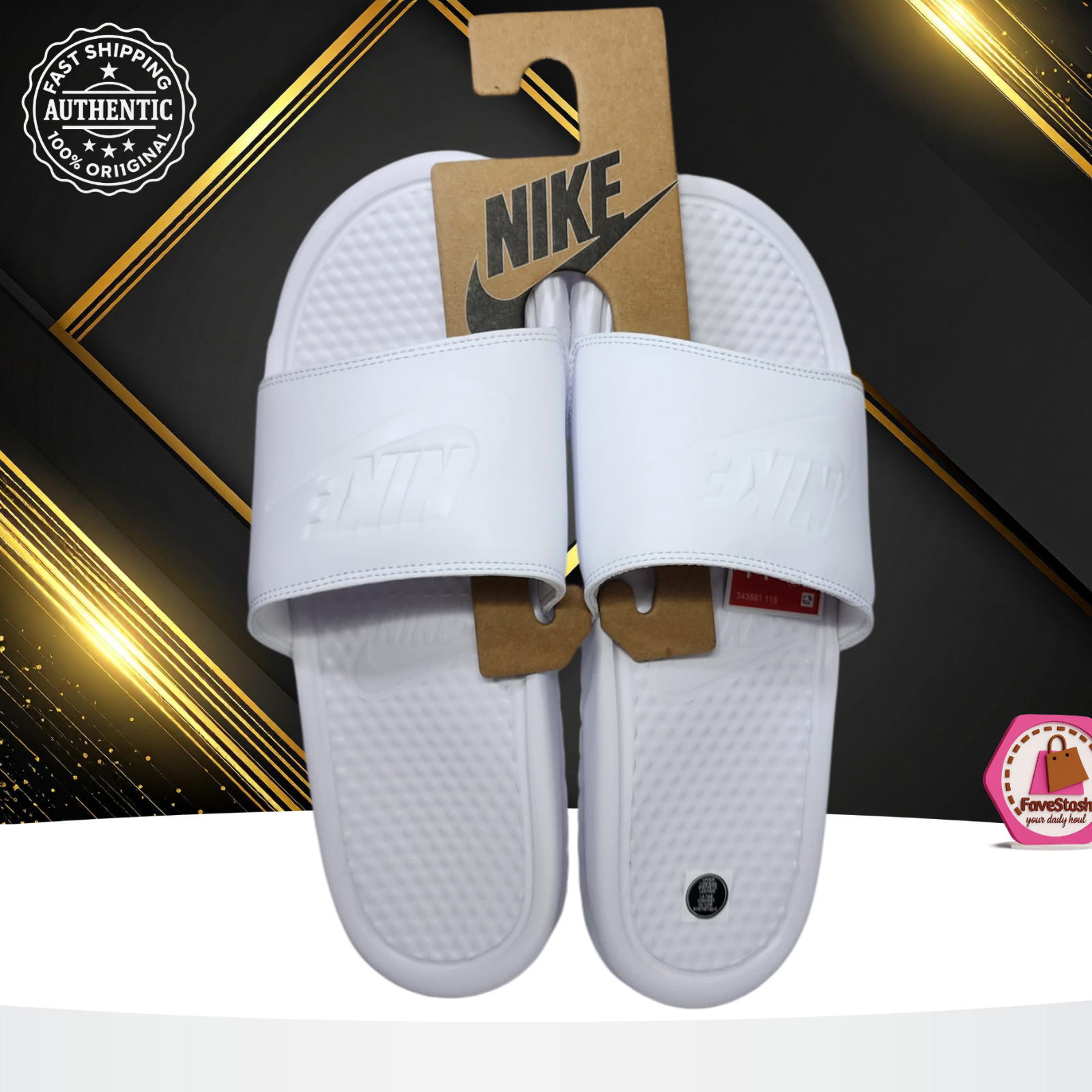 Nike Women’s Slides Benassi JDI All White Slip On Sandals 343881-115 Size 10-11