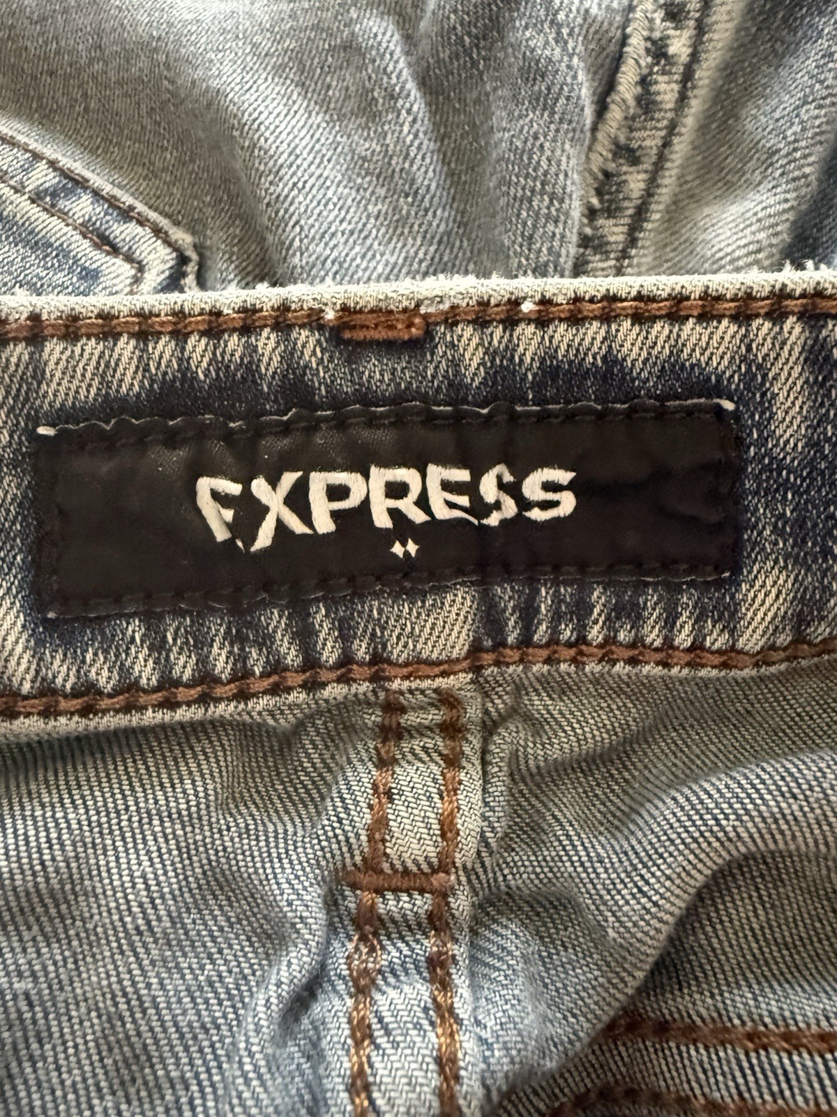 Express men’s hyper stretch slim straight blue denim jeans size 29 x 32