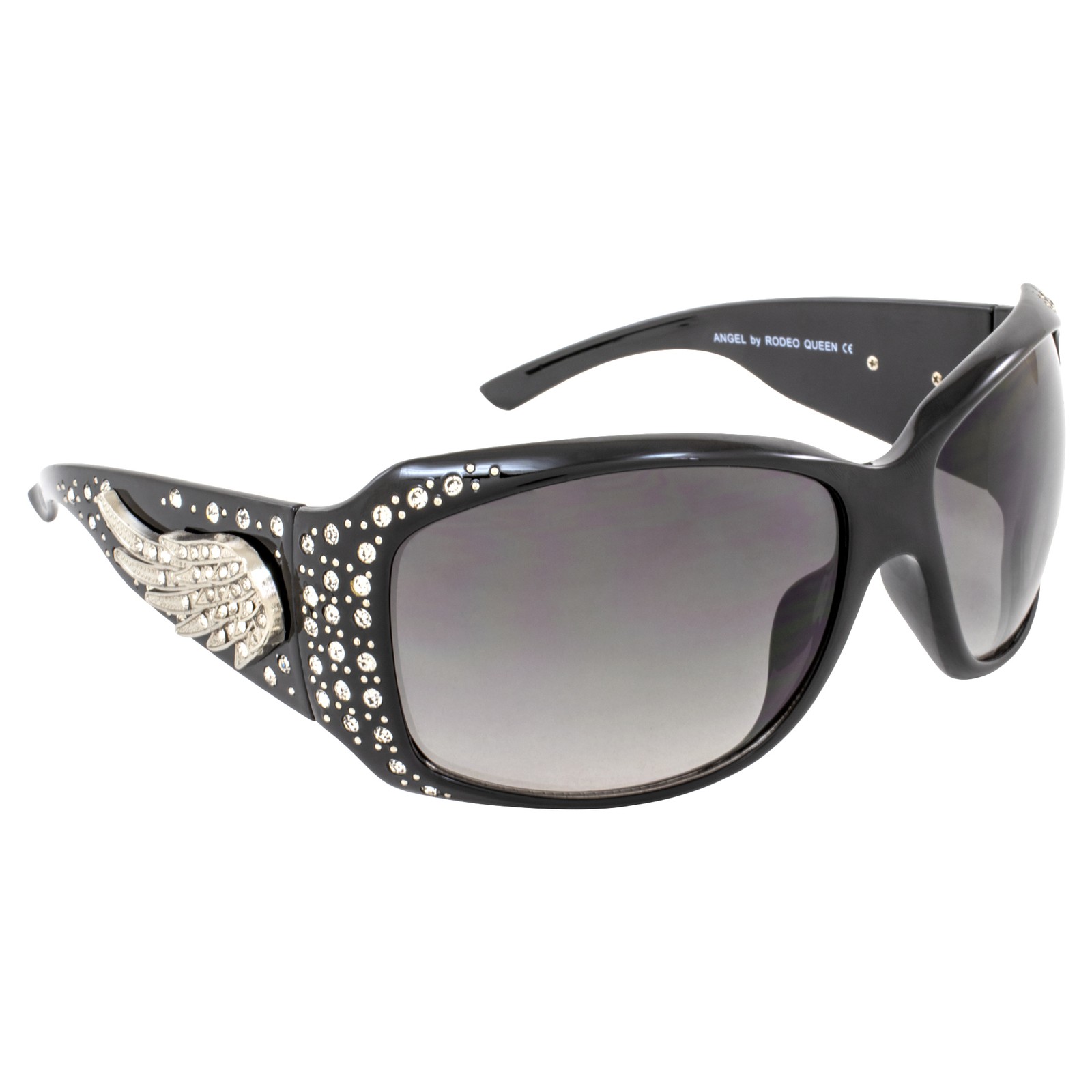 Rodeo Queen Angel Women’s Fashion Sunglasses Black Frame w/ Bling Rhinestones