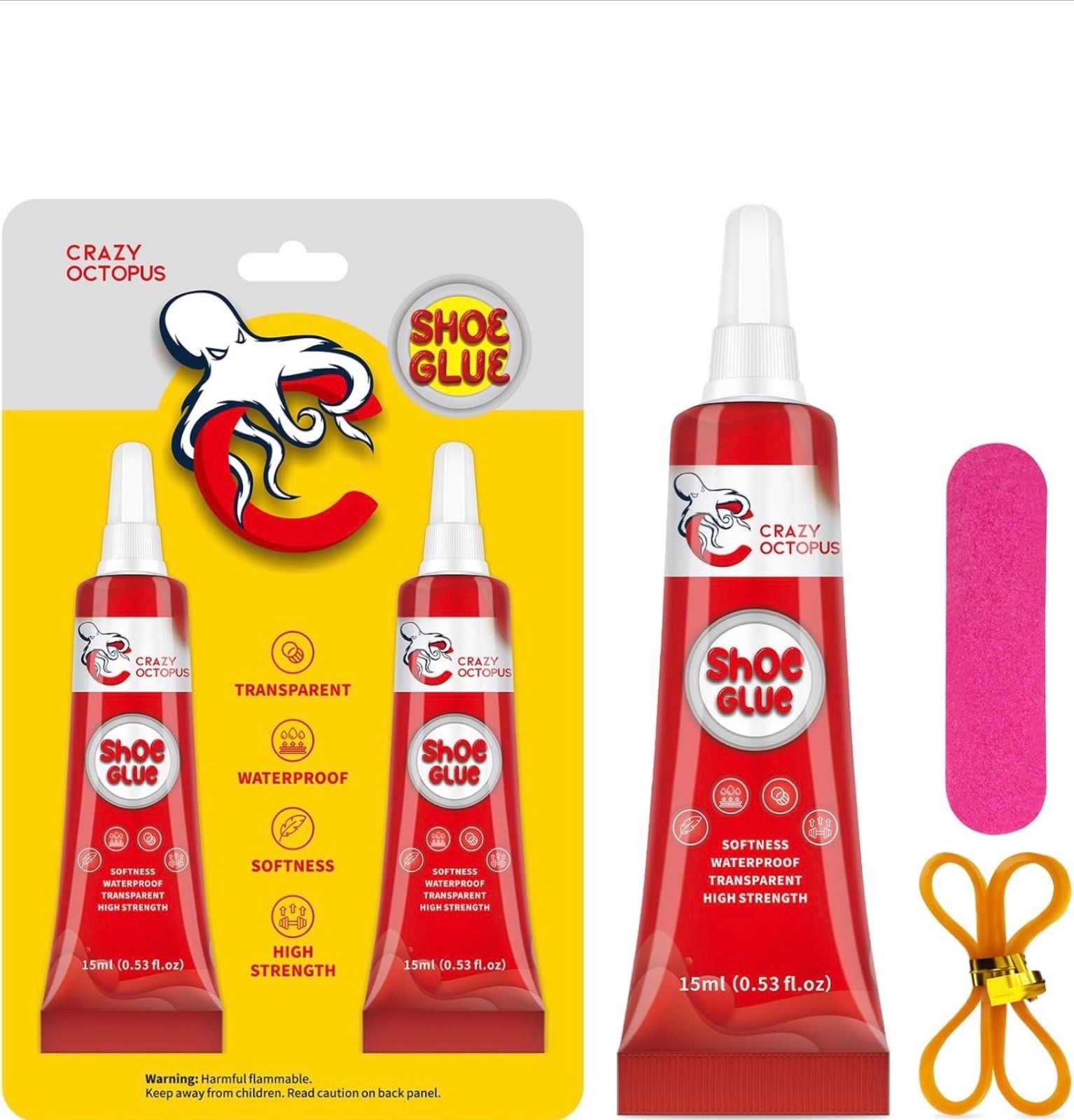 Shoe Glue, Strong Clear Shoe Repair Glue for Sneakers, Boots, Handbags, Soles, H