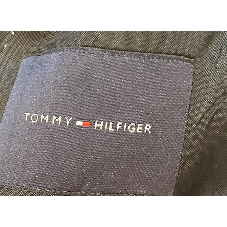 Tommy Hilfiger 42L Sport Coat 100% Wool All Black Two Button Double Vented