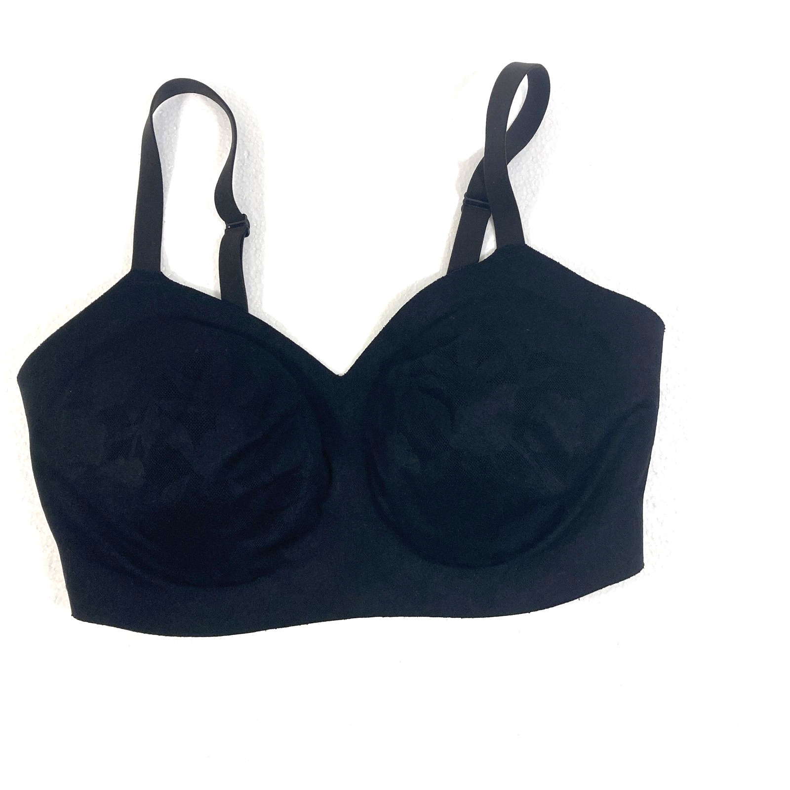 Athleta Bra Womens Large Black Wireless Lightly Padded Adjustable Strap Lace