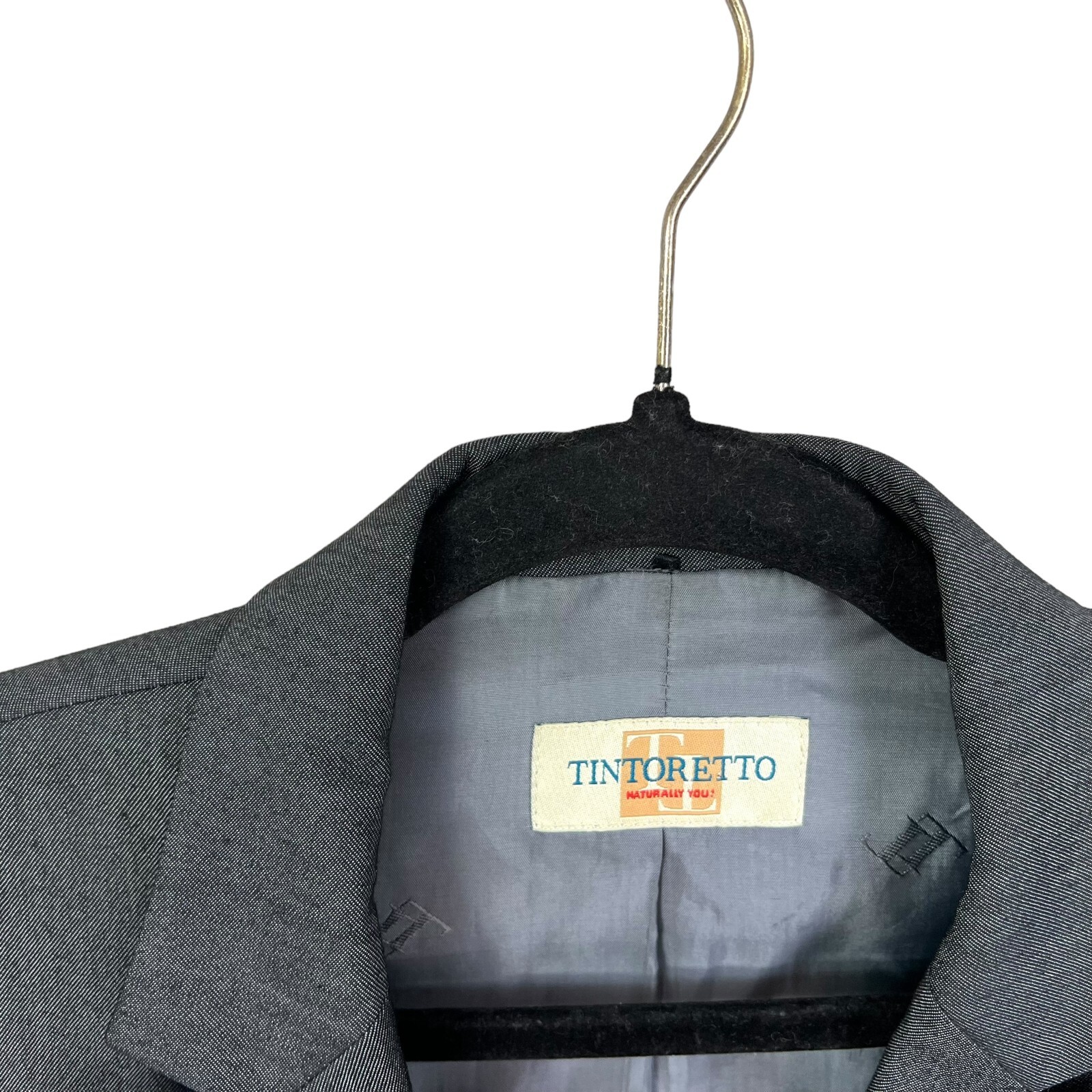 Tintoretto Womens Wool Blazer Single Button Double Vented Lined Gray Size 32*