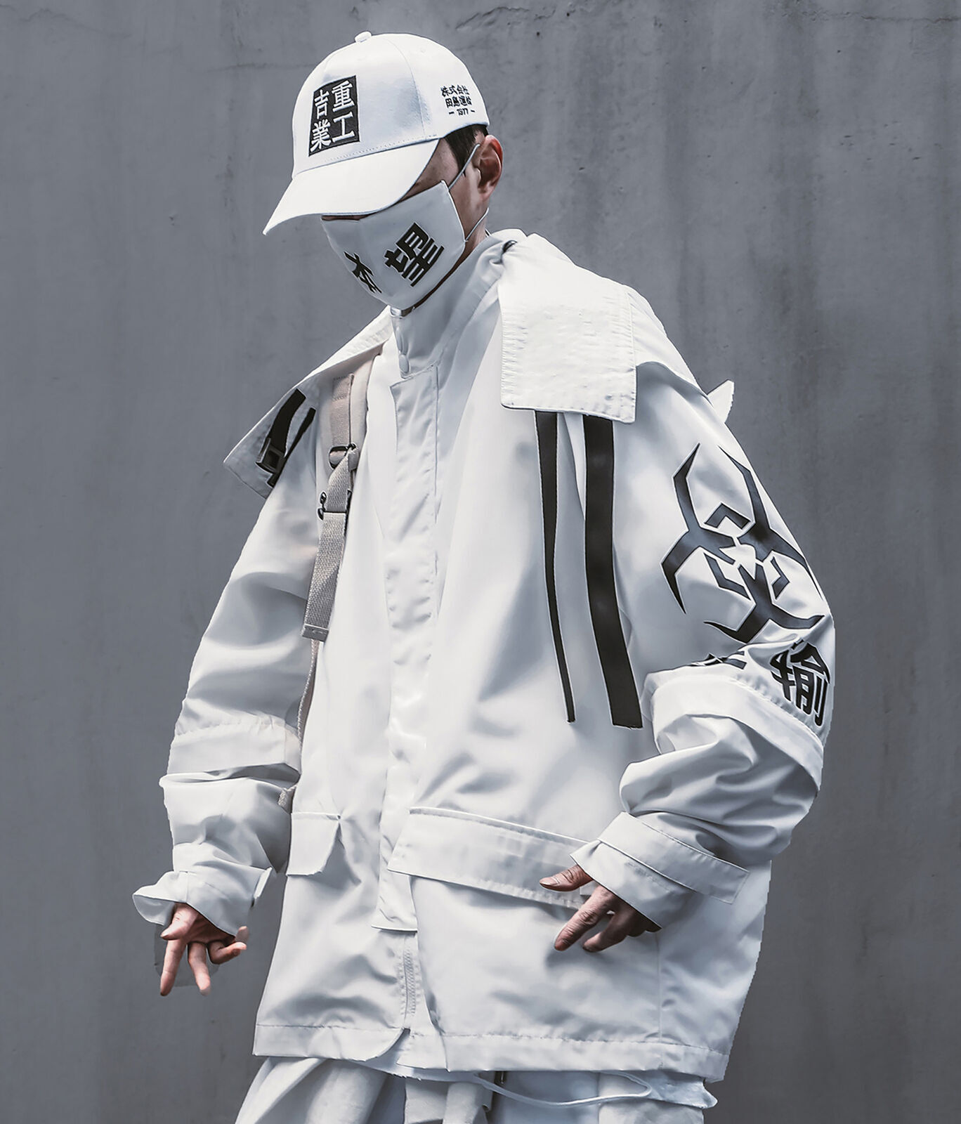 Niepce Techwear Atom Bomb Cyberpunk Windbreaker Urban Hip Hop Hooded Coat Jacket