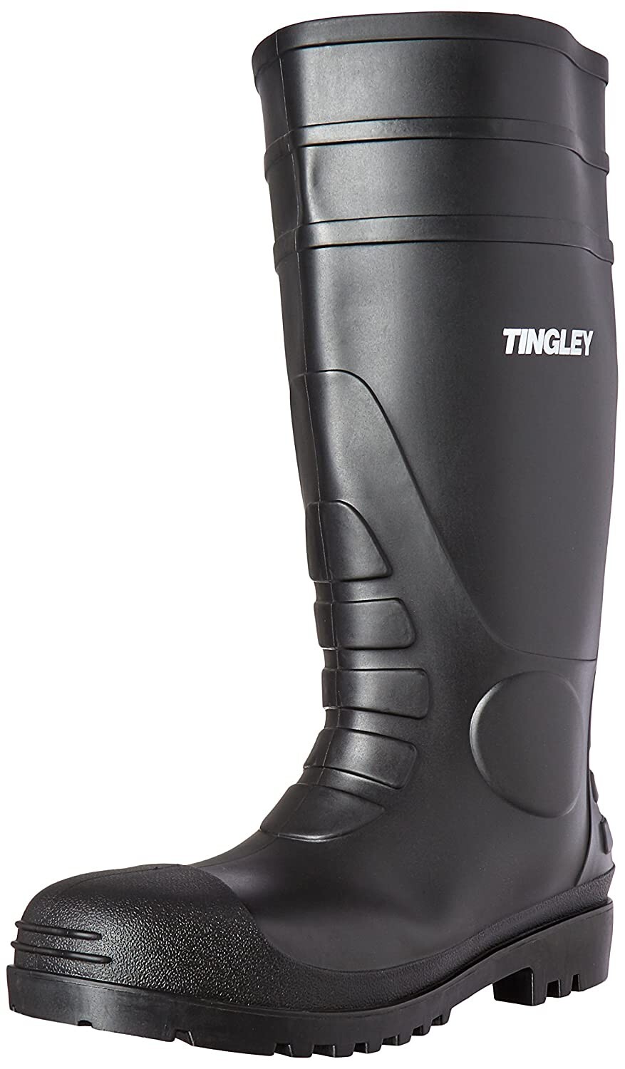 31251 Rubber Fishing Hunting Waterproof PVC Work Mud MENS BLACK BOOTS STEEL TOE