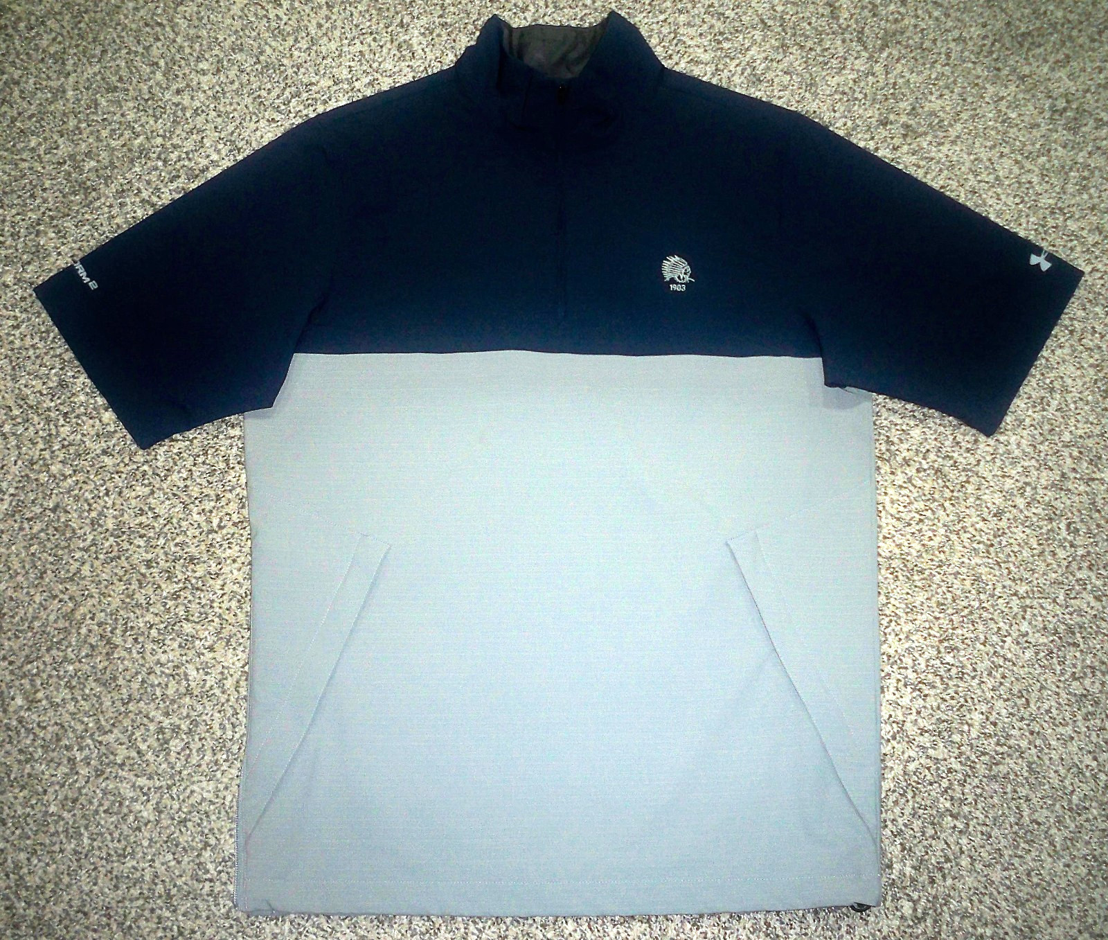 NWOT Men’s UNDER ARMOUR Storm 1/4 Zip Wind Shirt S BLUE & GRAY w/UA & 1903 Golf