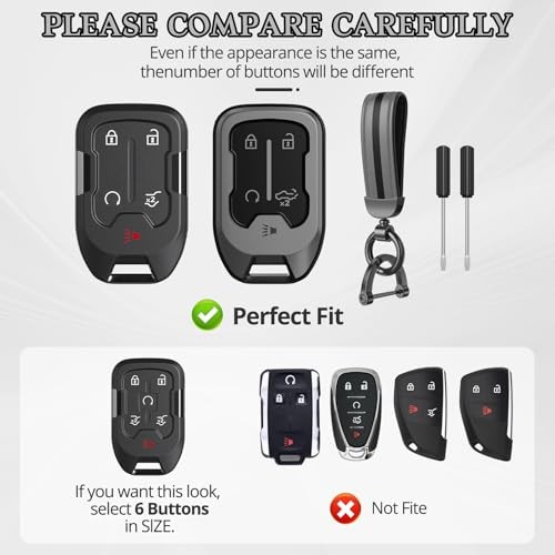 Gray 5 Buttons for Chevy/GMC Key Fob Cover Accessories