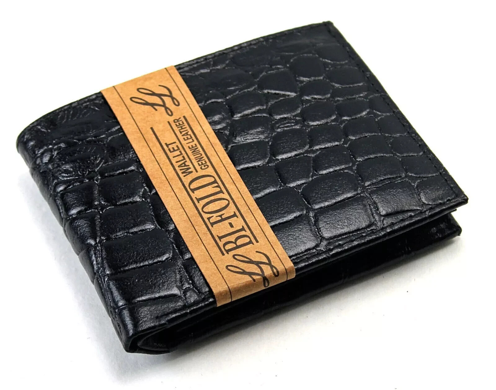 Mens Genuine Leather Bifold Wallet ID Credit Card Alligator Window Crocodile BK