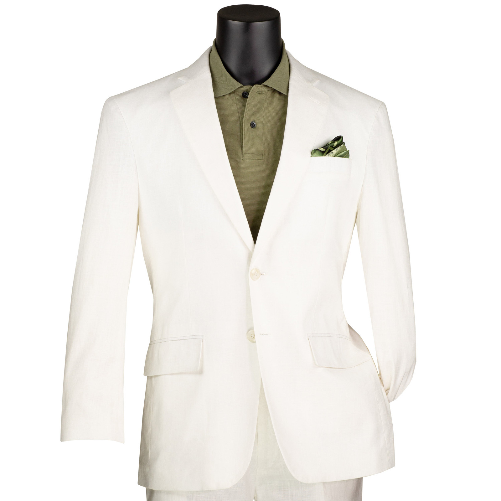VINCI Men’s Linen 2-Button Modern Fit Summer Suit – 38S-56L, 2 Colors – NEW