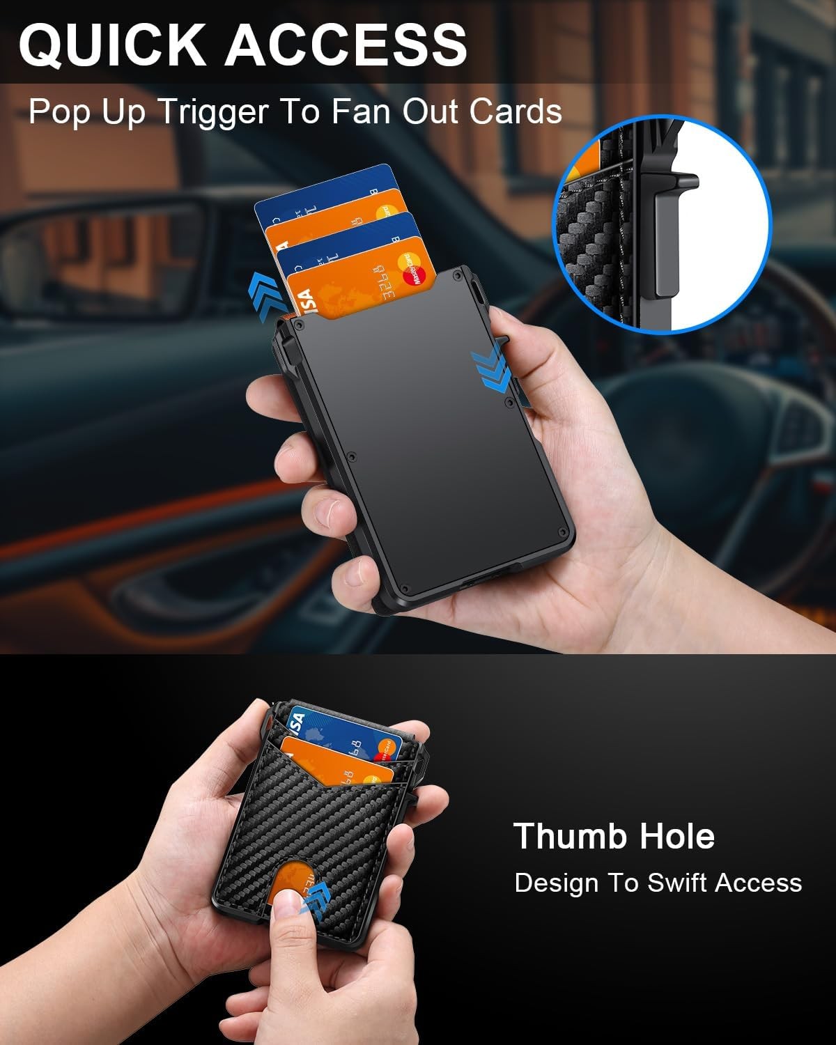 ZALVEX RFID Blocking Pop Up Wallet for Men Metal Aluminum