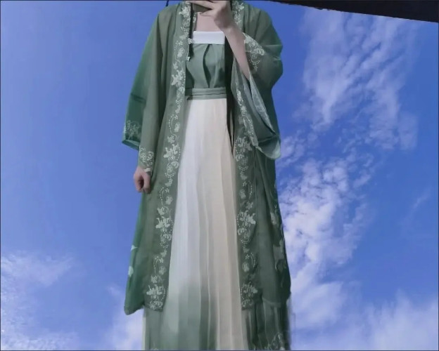 3PCS Set Chinese Hanfu Dress Green Flowing Dress Chinese Ancient Dress Costume